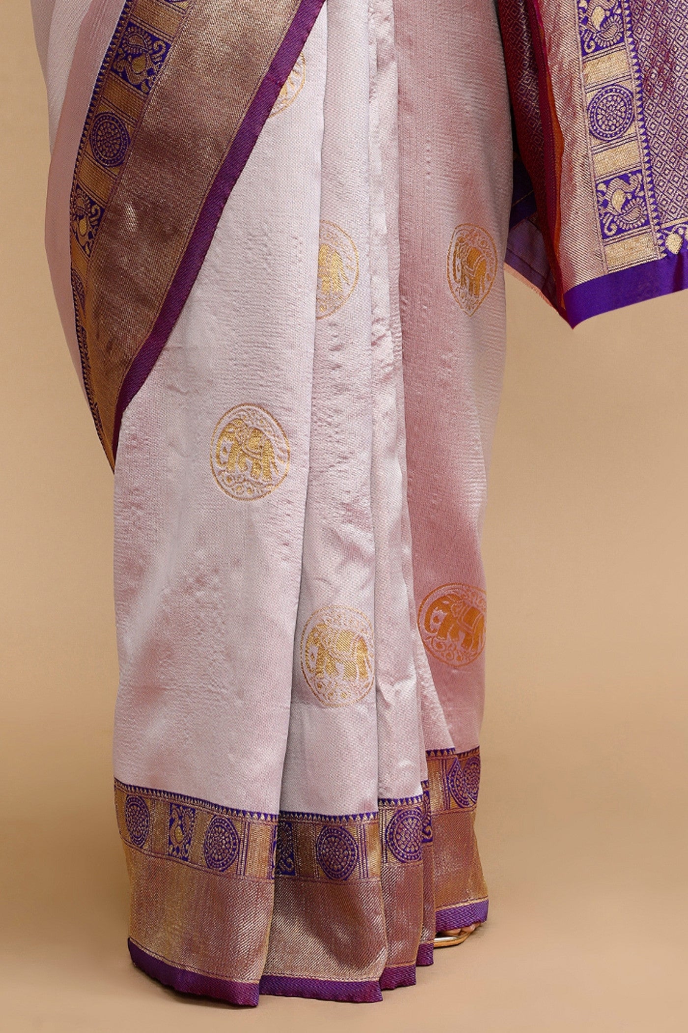 Buy MySilkLove Pale Purple Woven Jacquard Lichi Silk Saree Online