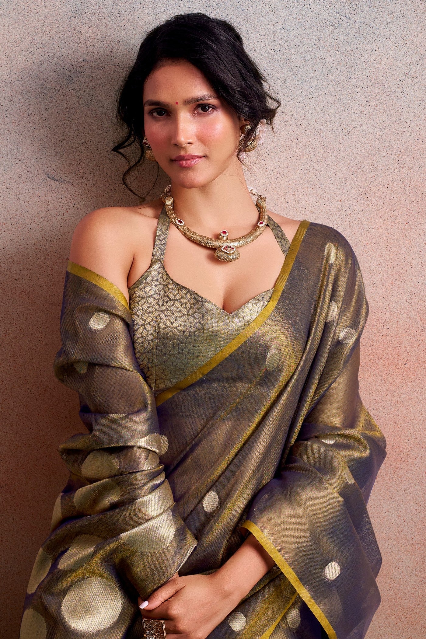 Buy MySilkLove Walnut Brown Handloom Tissue Saree Online