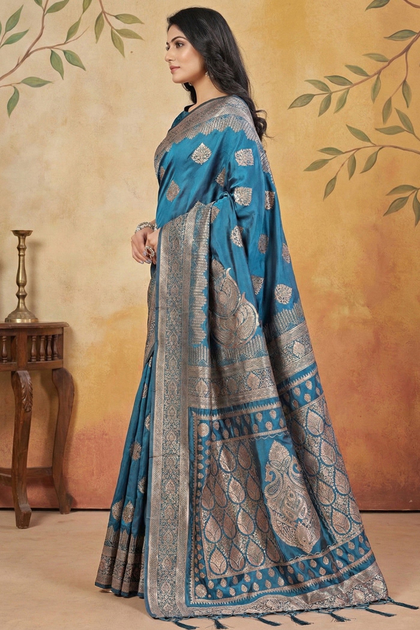 MySilkLove Nepal Blue Woven Banarasi Silk Saree