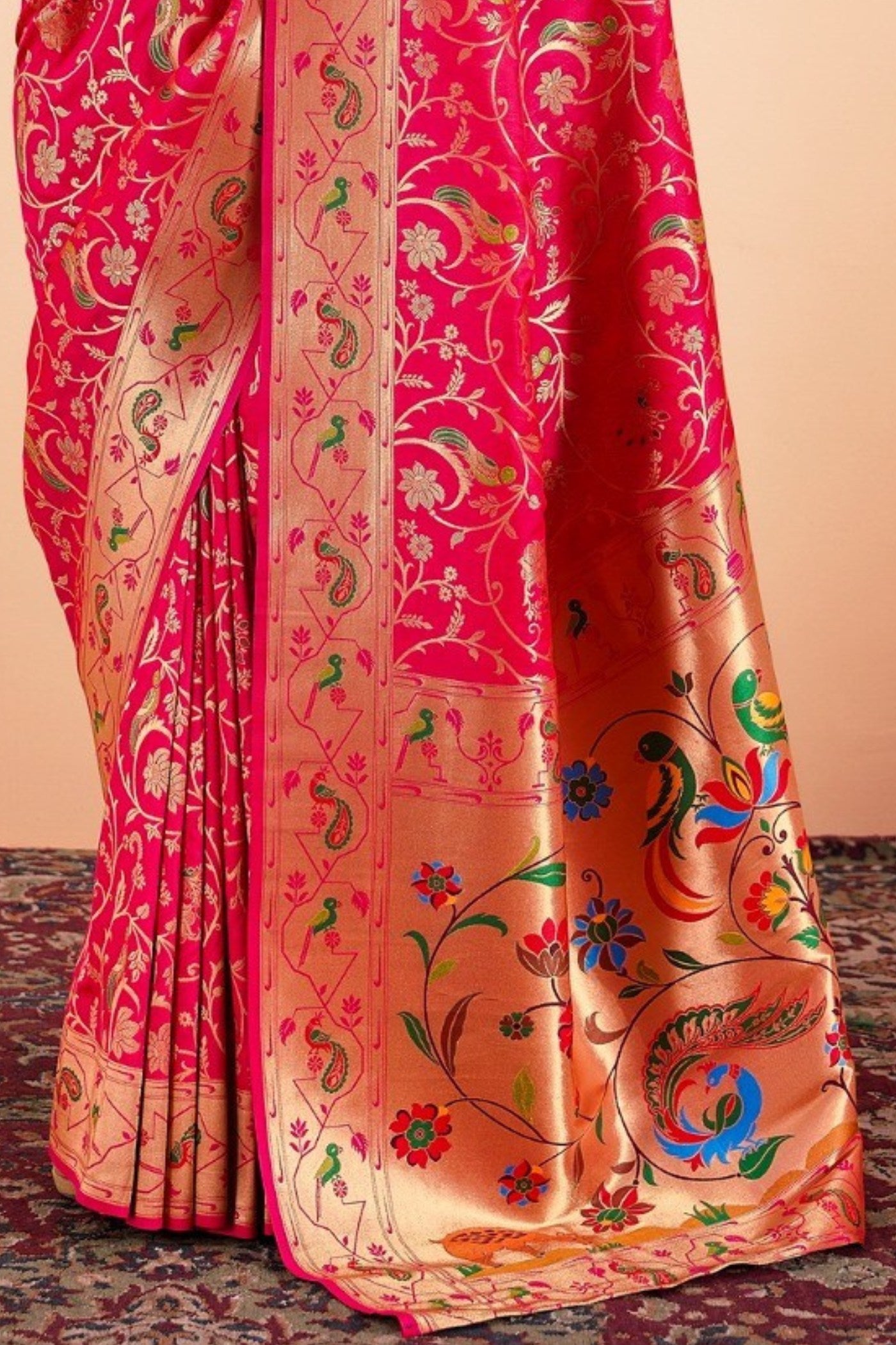 Buy MySilkLove Mgenta Pink Woven Paithani Saree Online