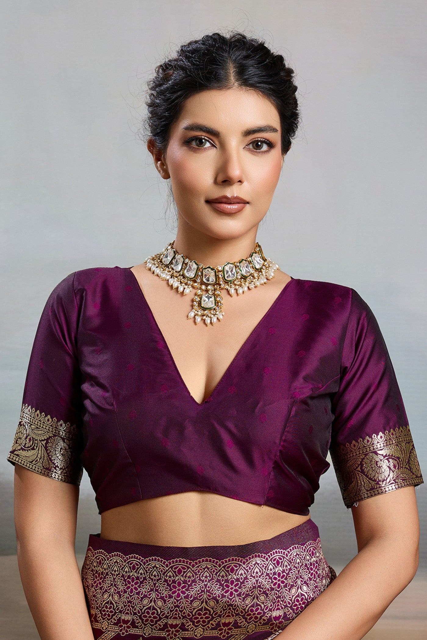 Buy MySilkLove Amethyst Purple Woven Banarasi Soft Silk Saree Online