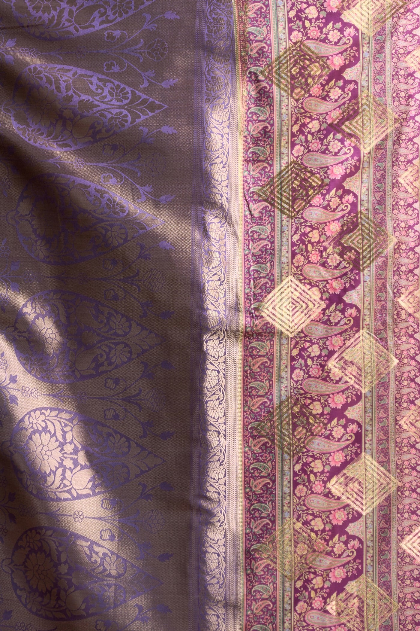 Buy MySilkLove Liseran Purple Digital Printed Banarasi Saree Online