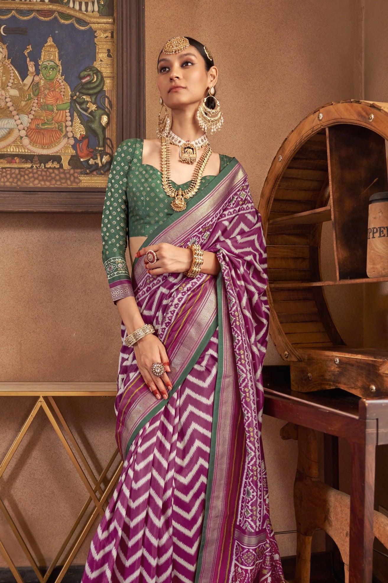 Buy MySilkLove Twilight Purple Printed Patola Saree Online