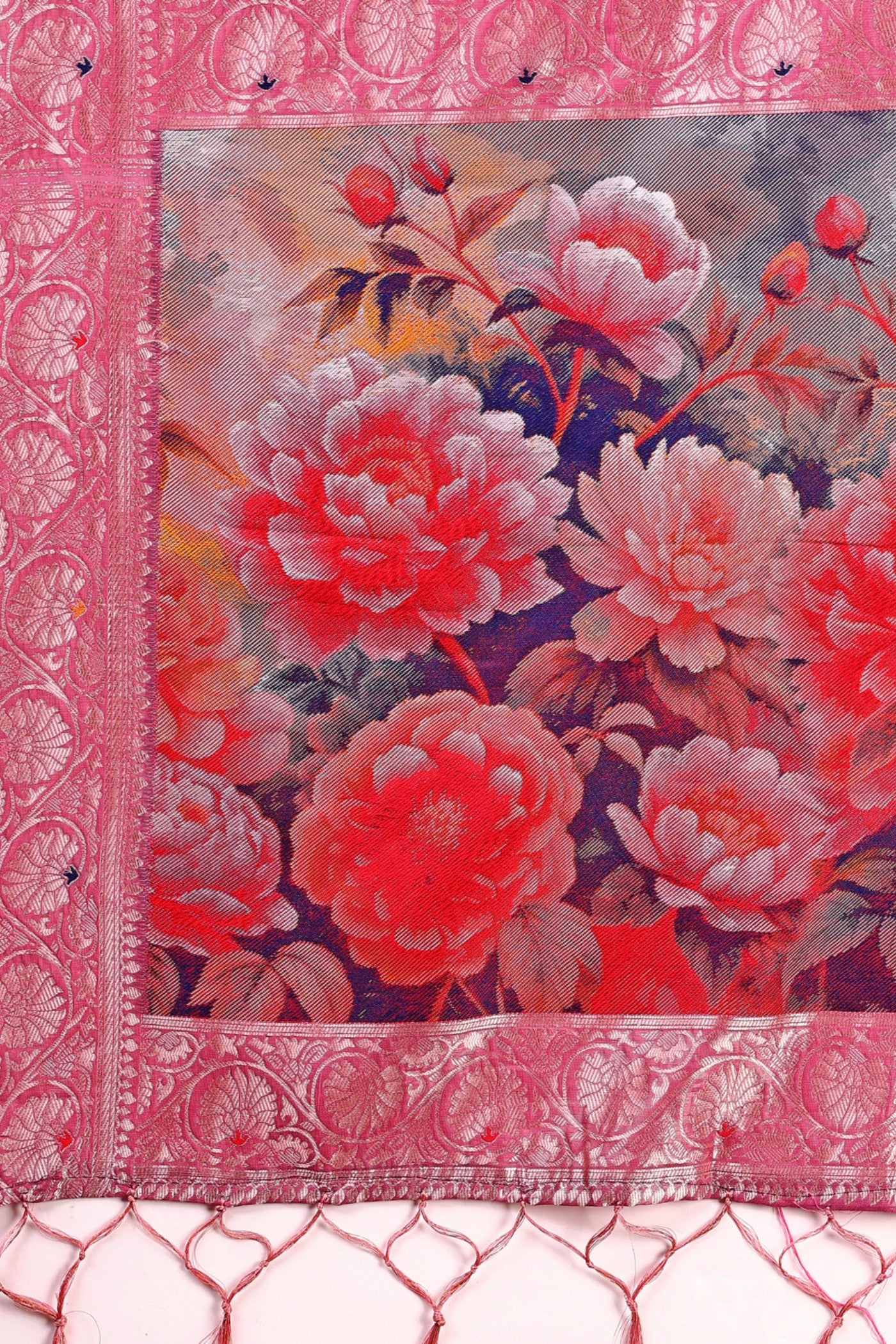 Buy MySilkLove Lotus Pink Woven Linen Cotton Saree Online