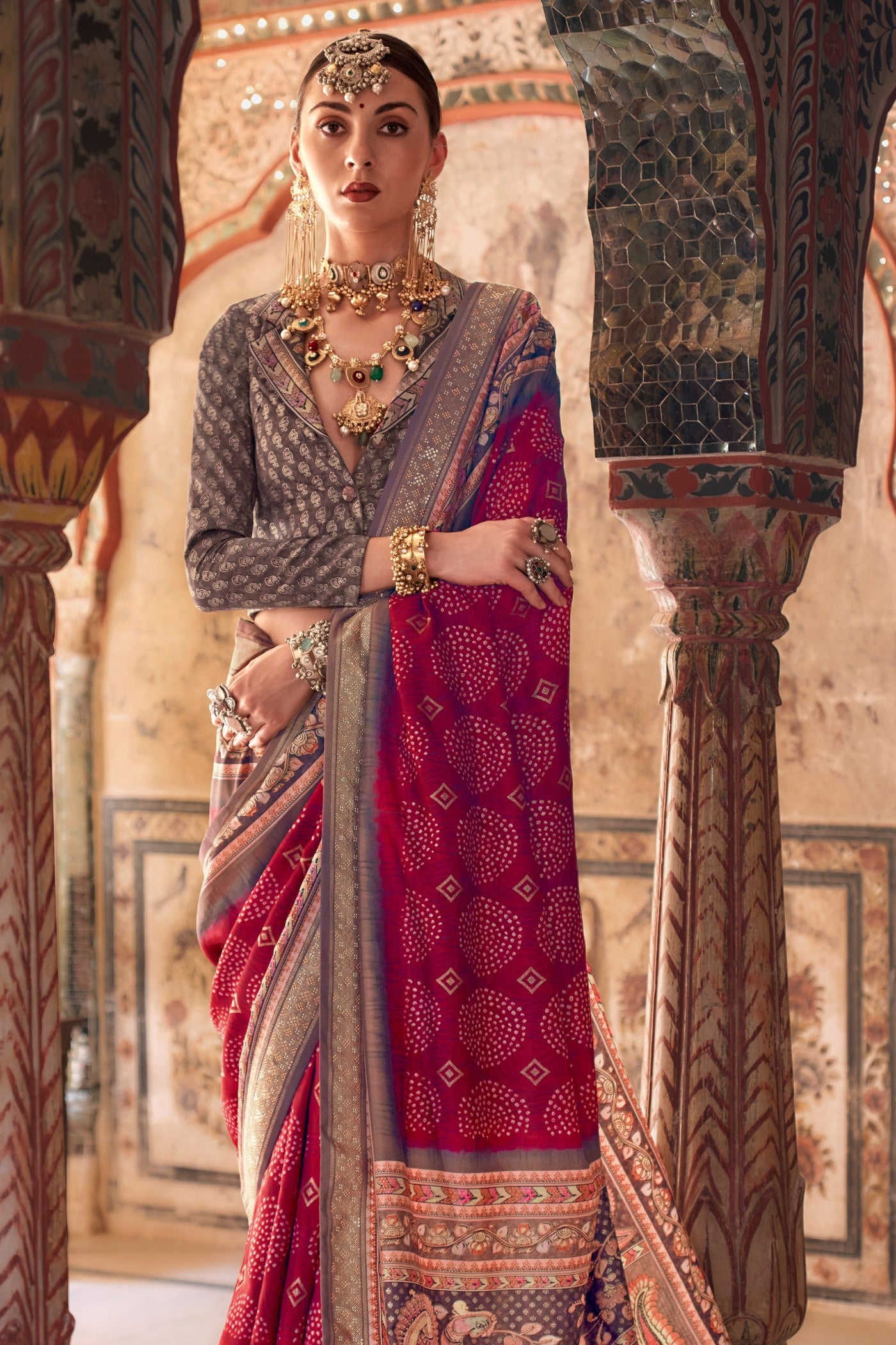 Buy MySilkLove Ruby Pink Printed Patola Saree Online