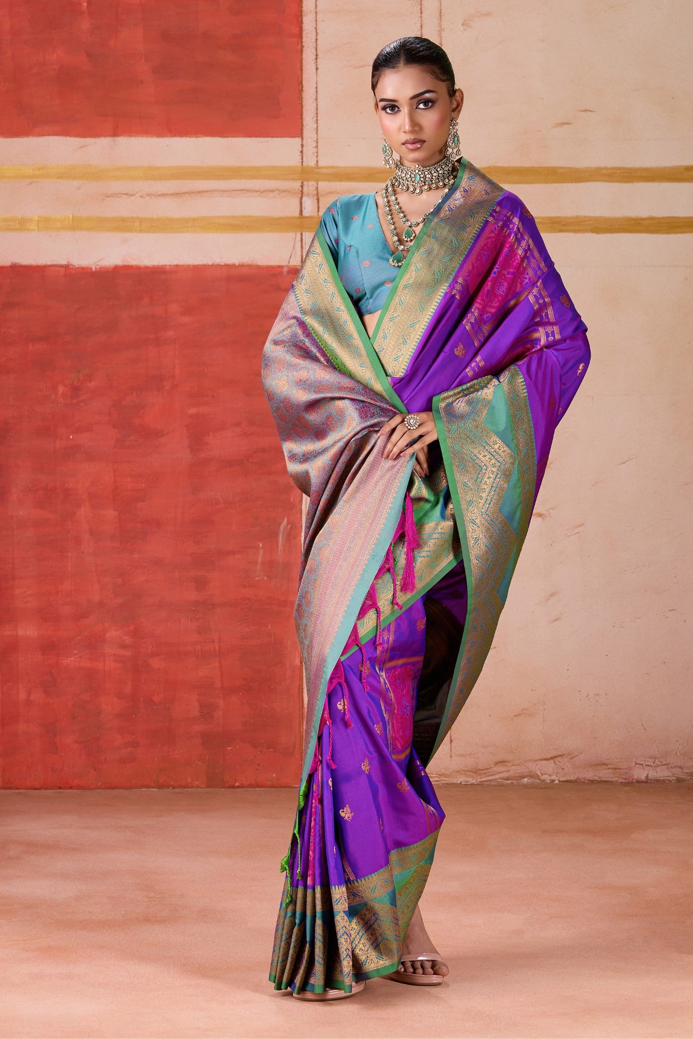 Buy MySilkLove Scarlet Purple Banarasi Handloom Saree Online