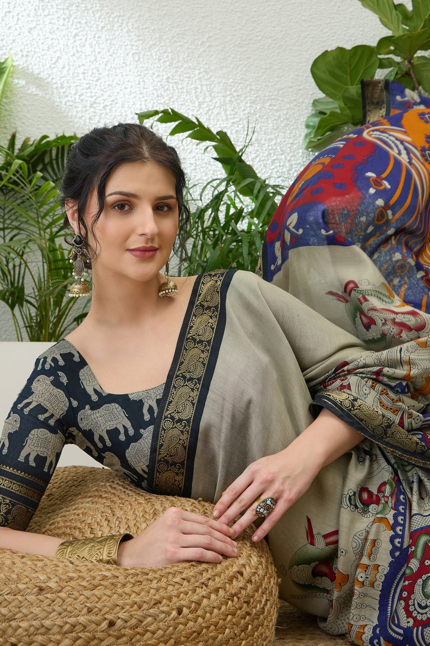 MySilkLove Cloudy Grey Printed Cotton Saree