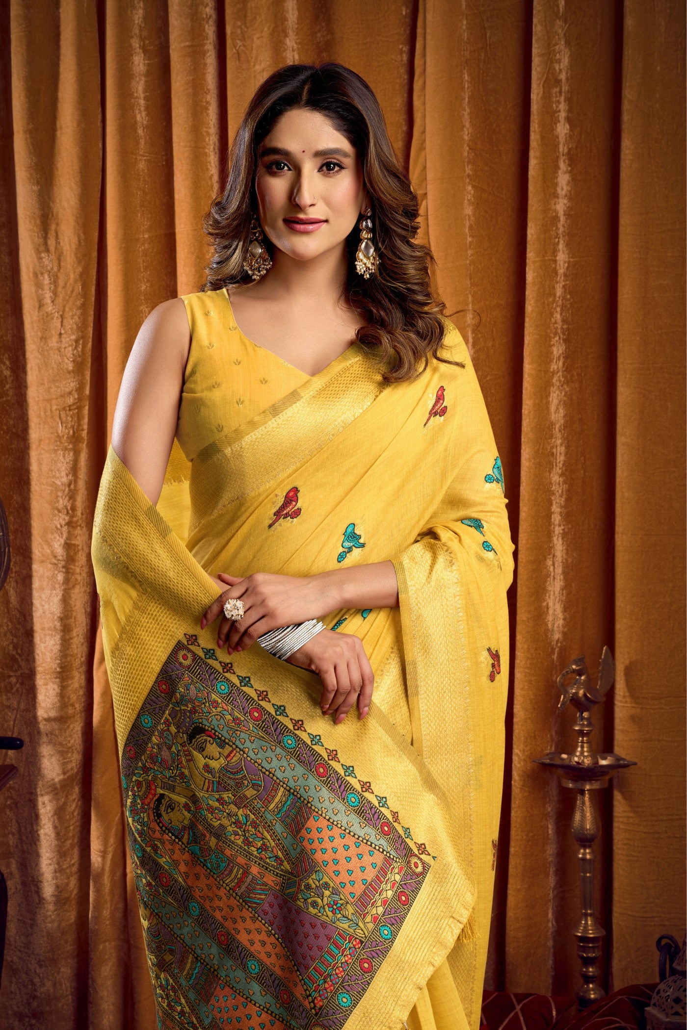 MySilkLove Sunshine Yellow Woven Cotton Saree