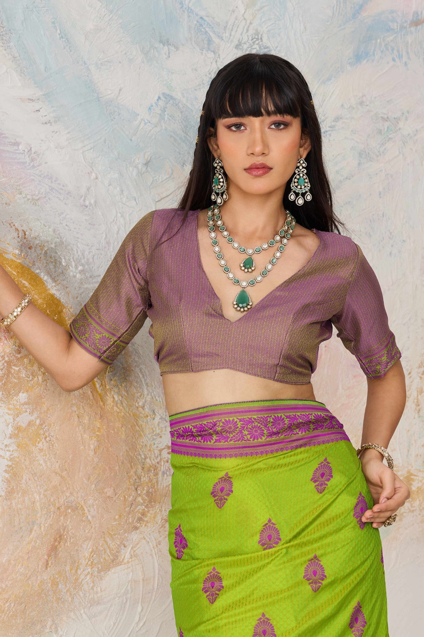 Buy MySilkLove Matcha Green Woven Tanchoi Kanjivaram Saree Online