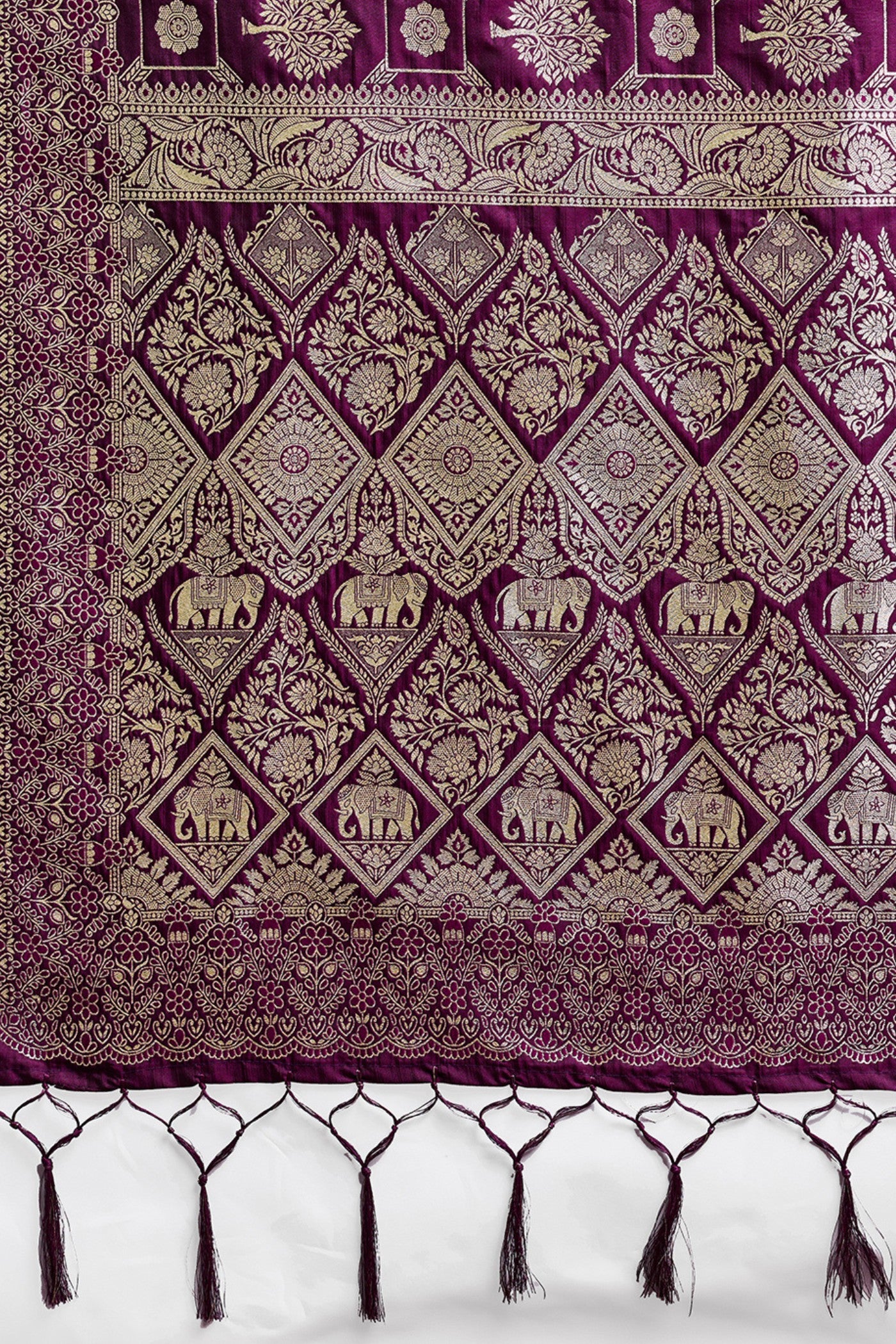 Buy MySilkLove Amethyst Purple Woven Banarasi Soft Silk Saree Online