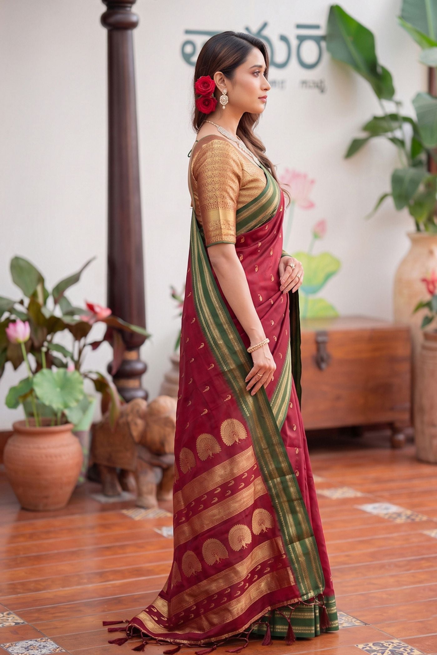 Buy MySilkLove Caramel Brown Banarasi Woven Soft Silk Saree Online