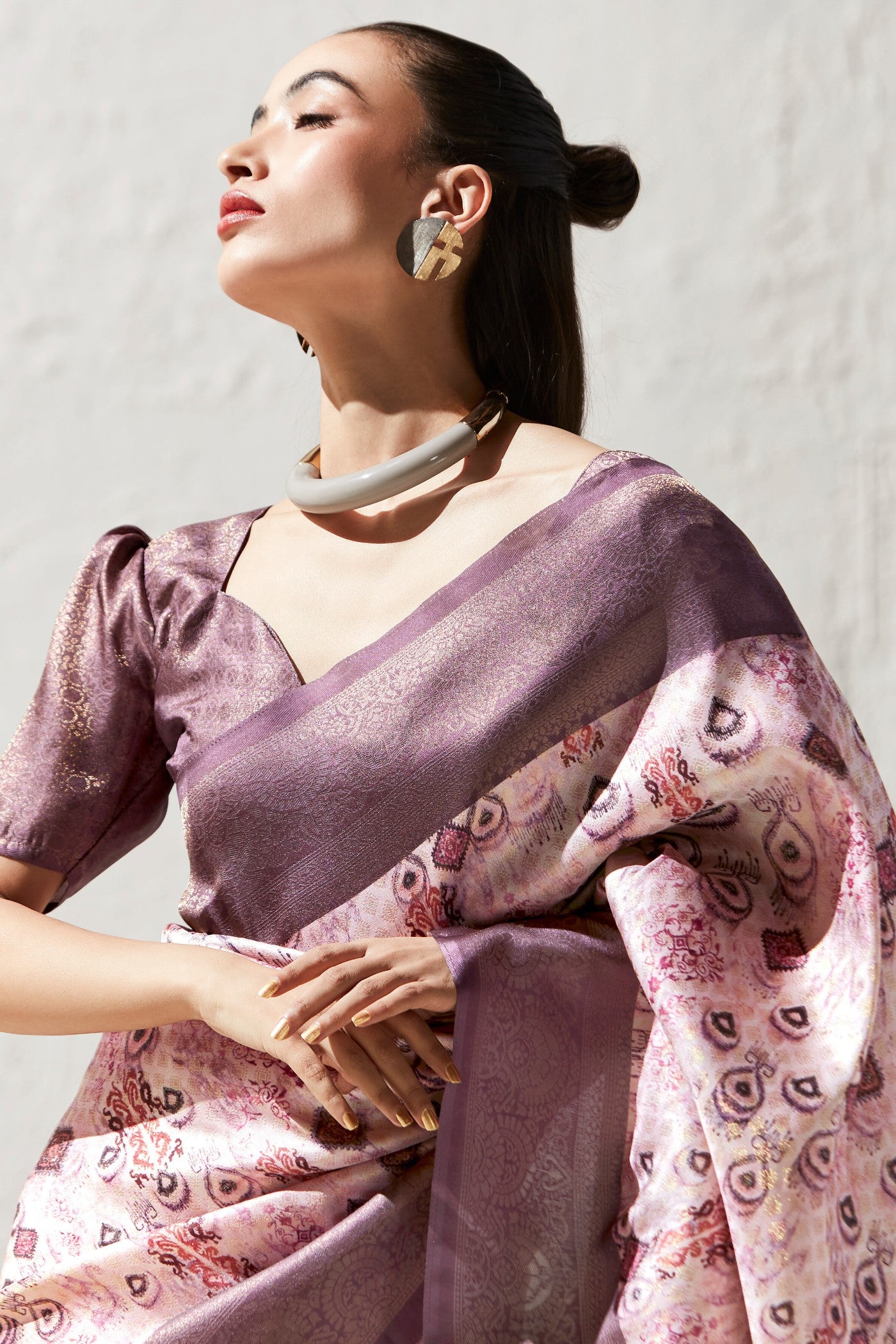 Buy MySilkLove Burnished Purple Banarasi Digital Printed Saree Online