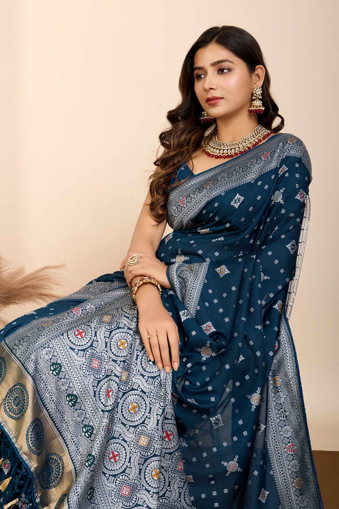 MySilkLove Navy Blue Woven Banarasi Saree