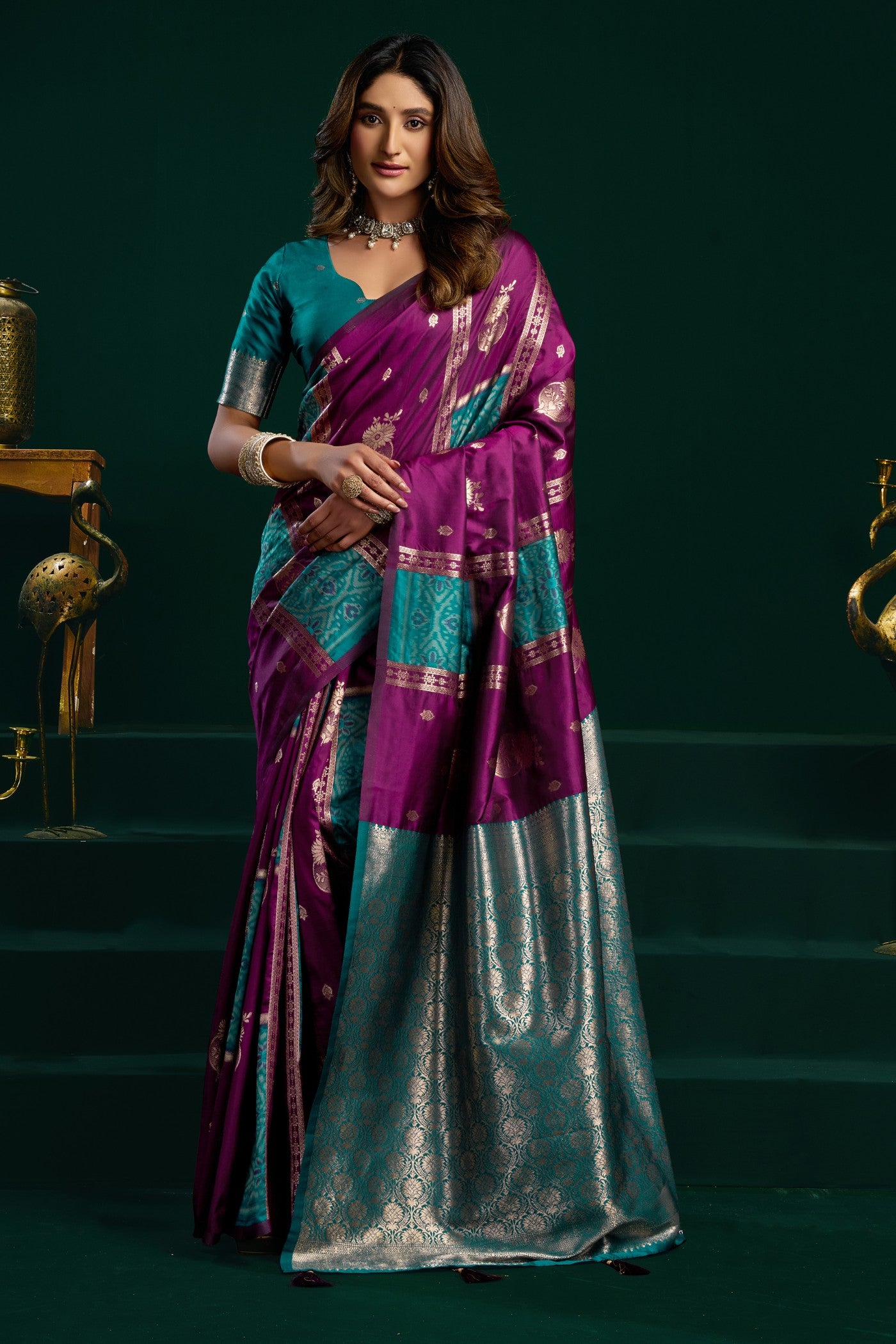 Buy MySilkLove Majesty Purple Banarasi Handloom Soft Silk Saree Online