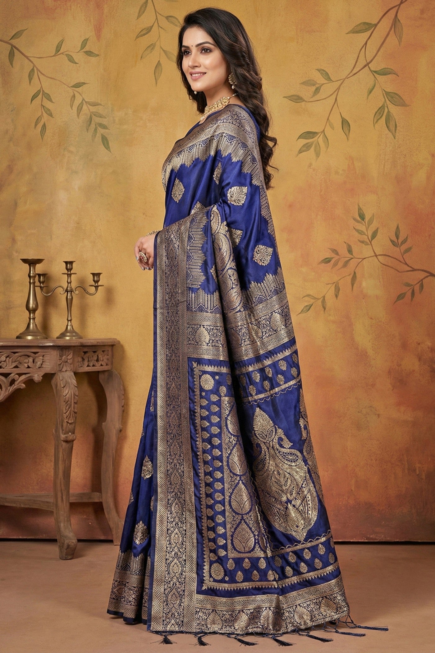 MySilkLove Indigo Blue Woven Banarasi Silk Saree