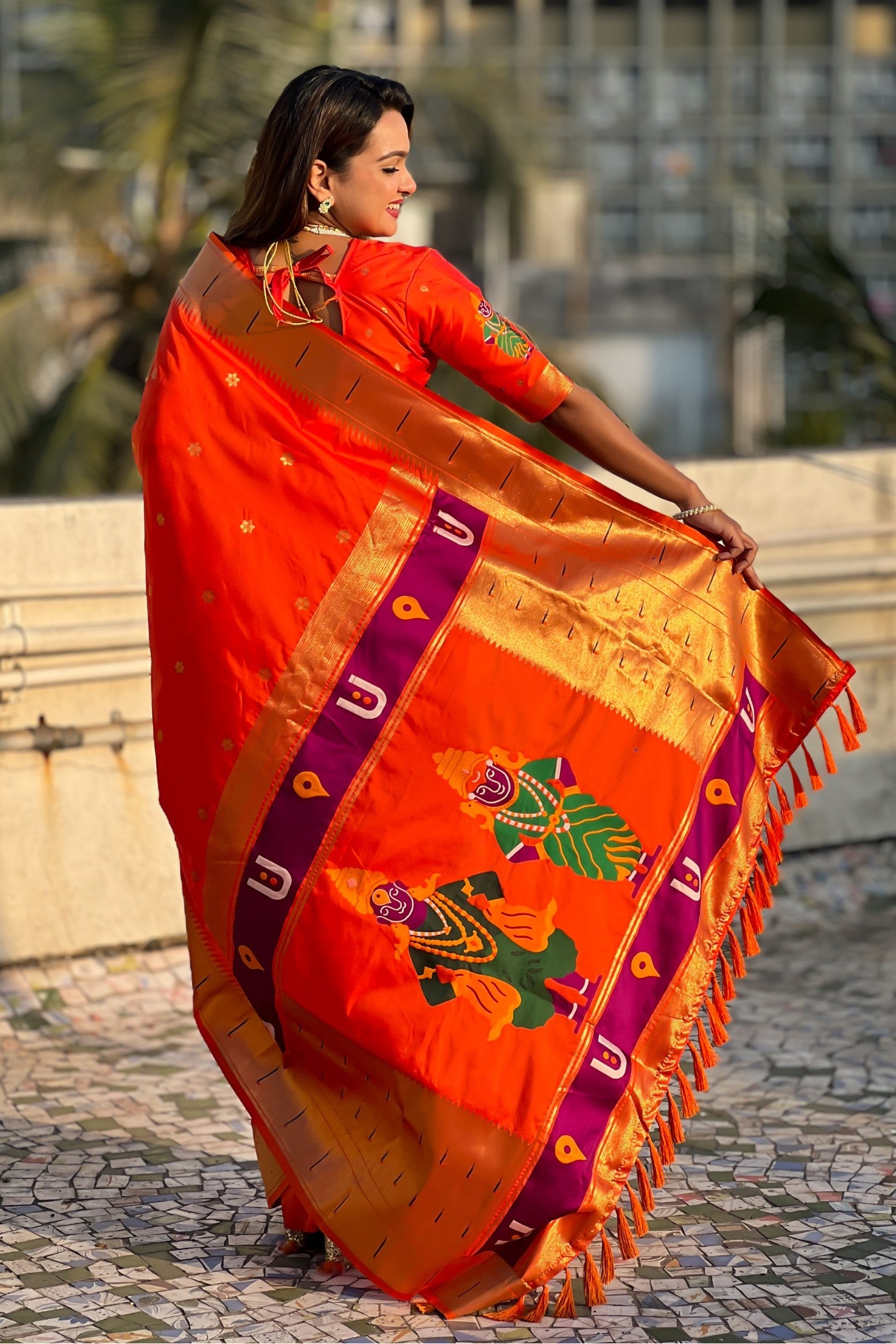 Buy MySilkLove Torch Red Woven Paithani Saree Online