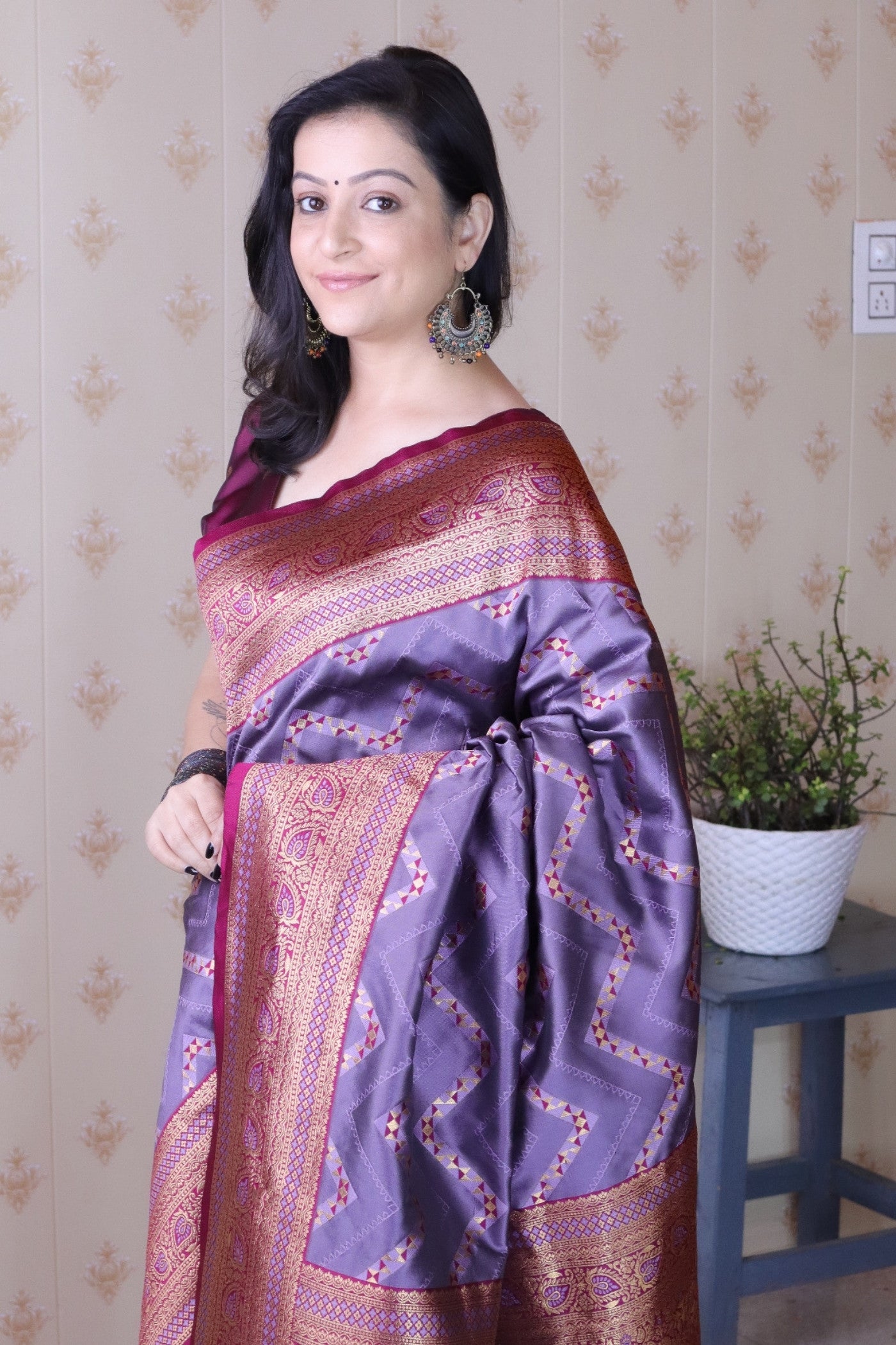 MySilkLove Amethyst Purple Banarasi Handloom Saree