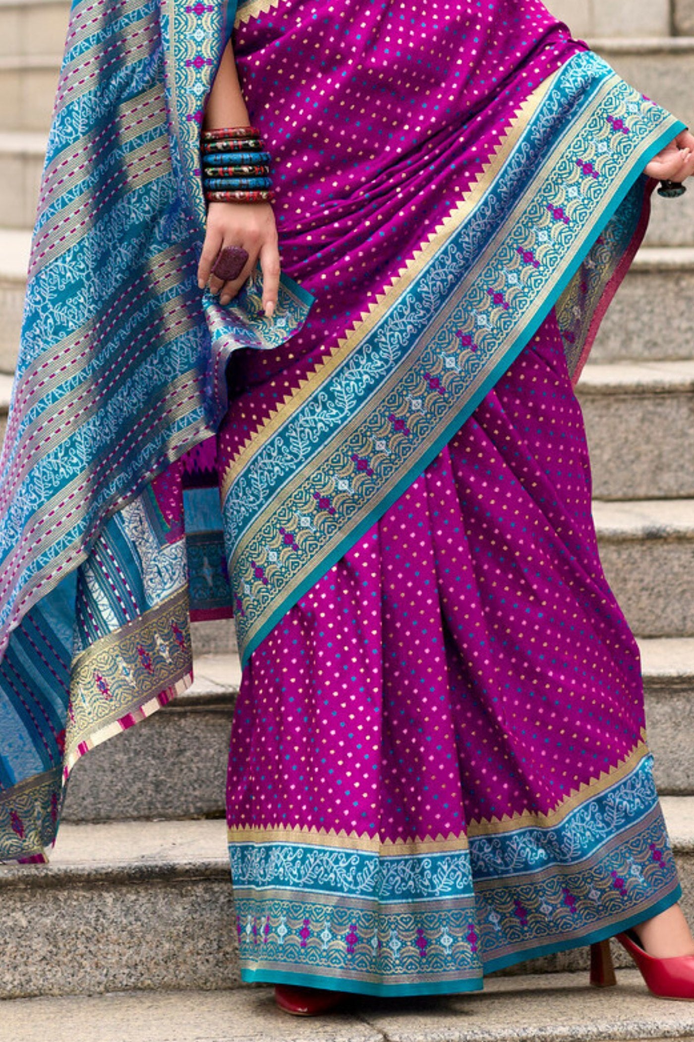 Buy MySilkLove Eggplant Purple Woven Banarasi Saree Online