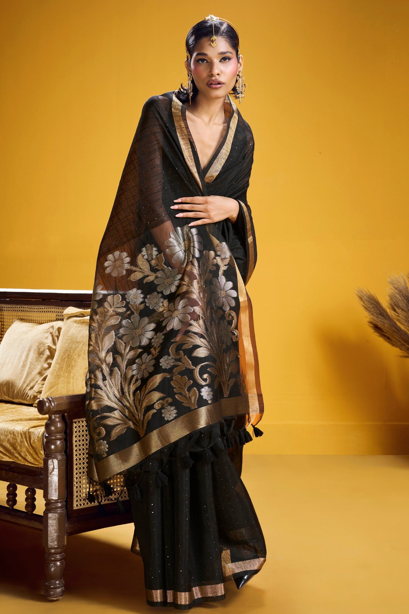 Buy MySilkLove Blackberry Munga Handloom Cotton Saree Online