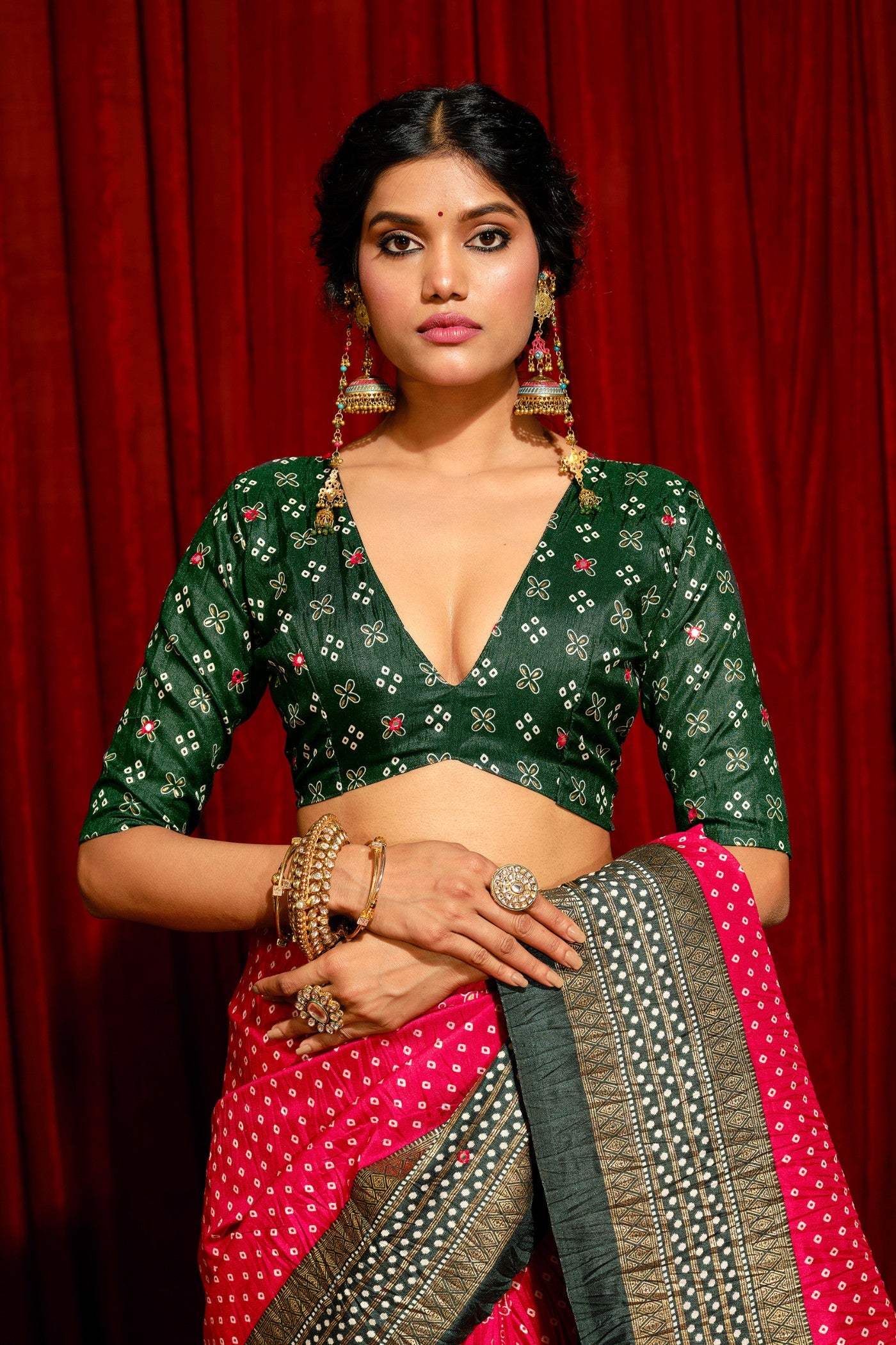 Buy MySilkLove Ember Red Tussar Bandhani Silk Saree Online