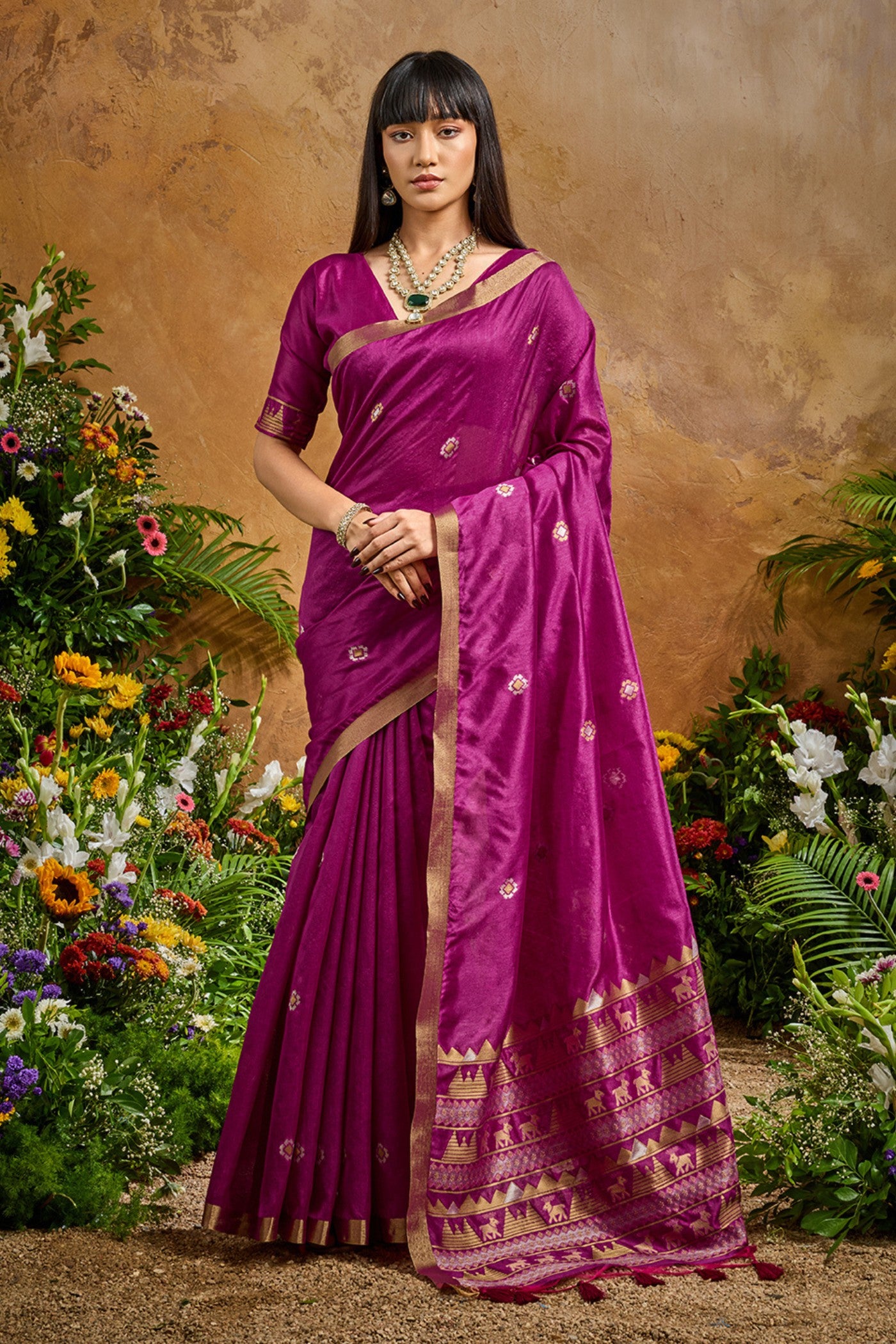 Buy MySilkLove Sangria Purple Tussar Handloom Silk Saree Online