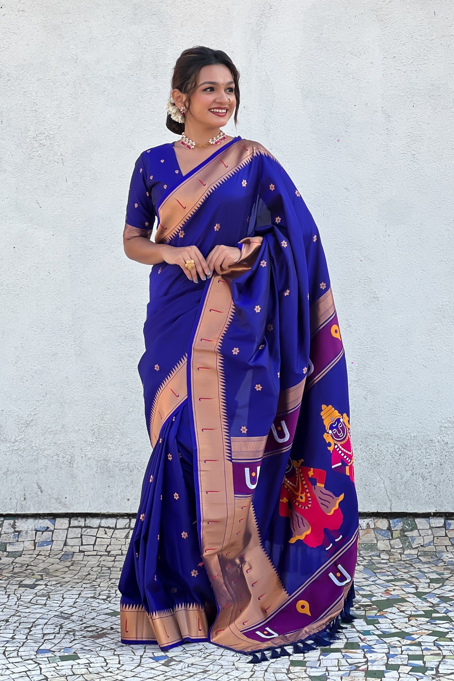 Buy MySilkLove Azure Blue Woven Paithani Saree Online