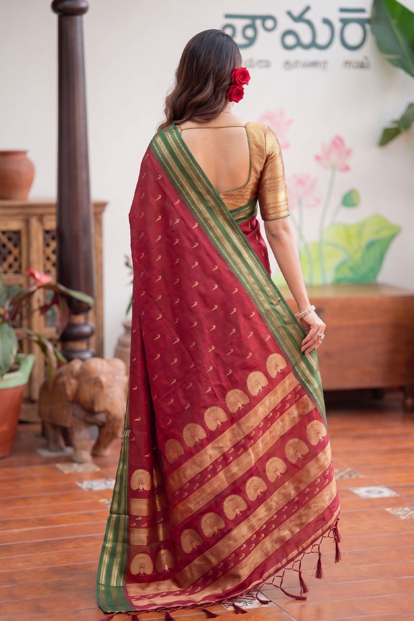 Buy MySilkLove Caramel Brown Banarasi Woven Soft Silk Saree Online