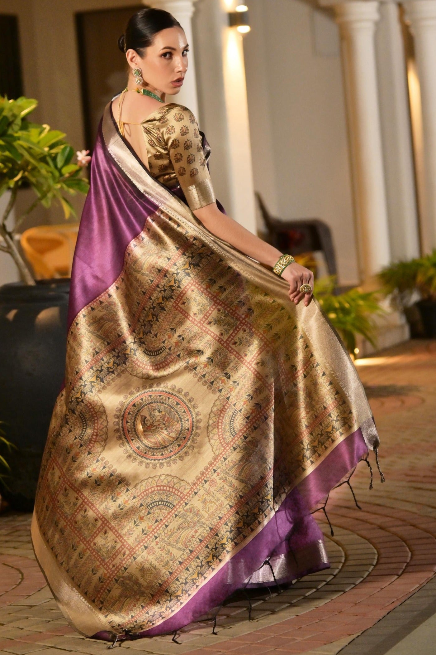 Buy MySilkLove Lilac Purple Tussar Silk Saree Online