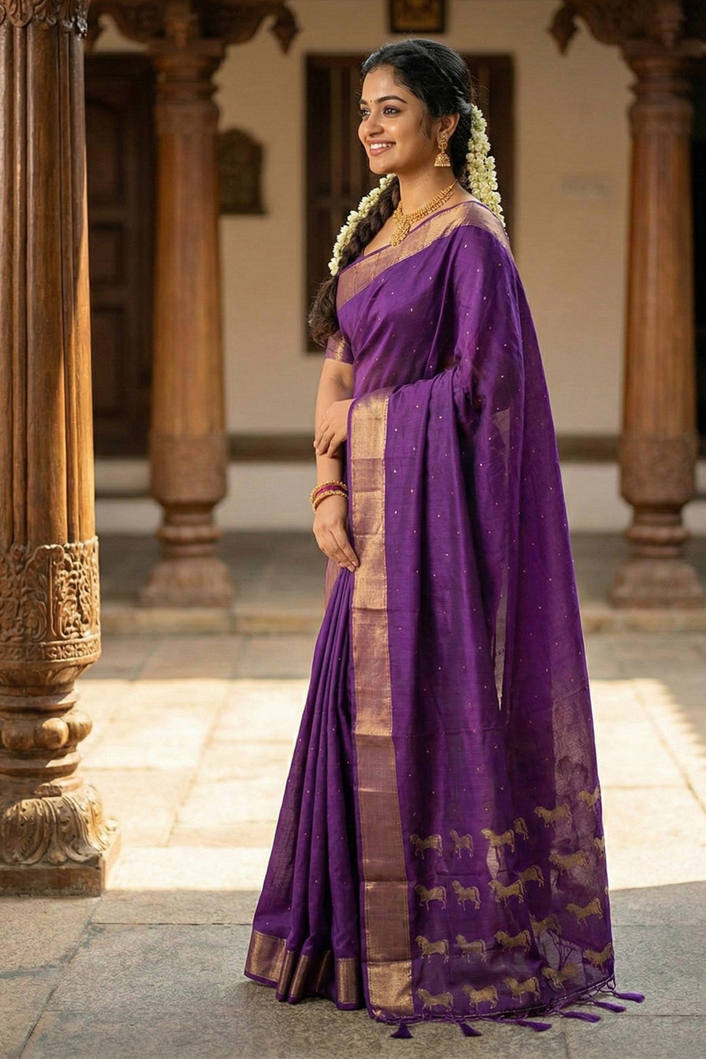 MySilkLove Berry Purple Banarasi Woven Soft Silk Saree