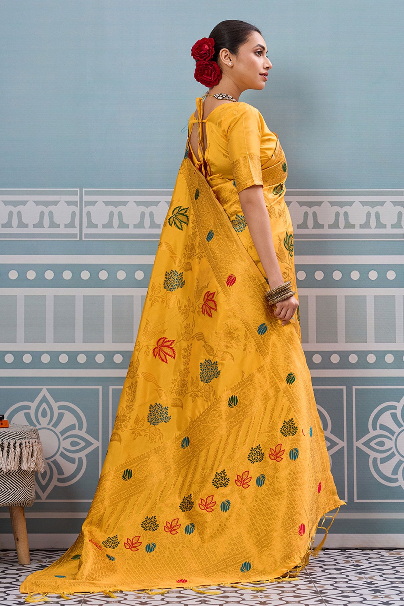 Buy MySilkLove Cadmium Yellow Woven Banarasi Saree Online