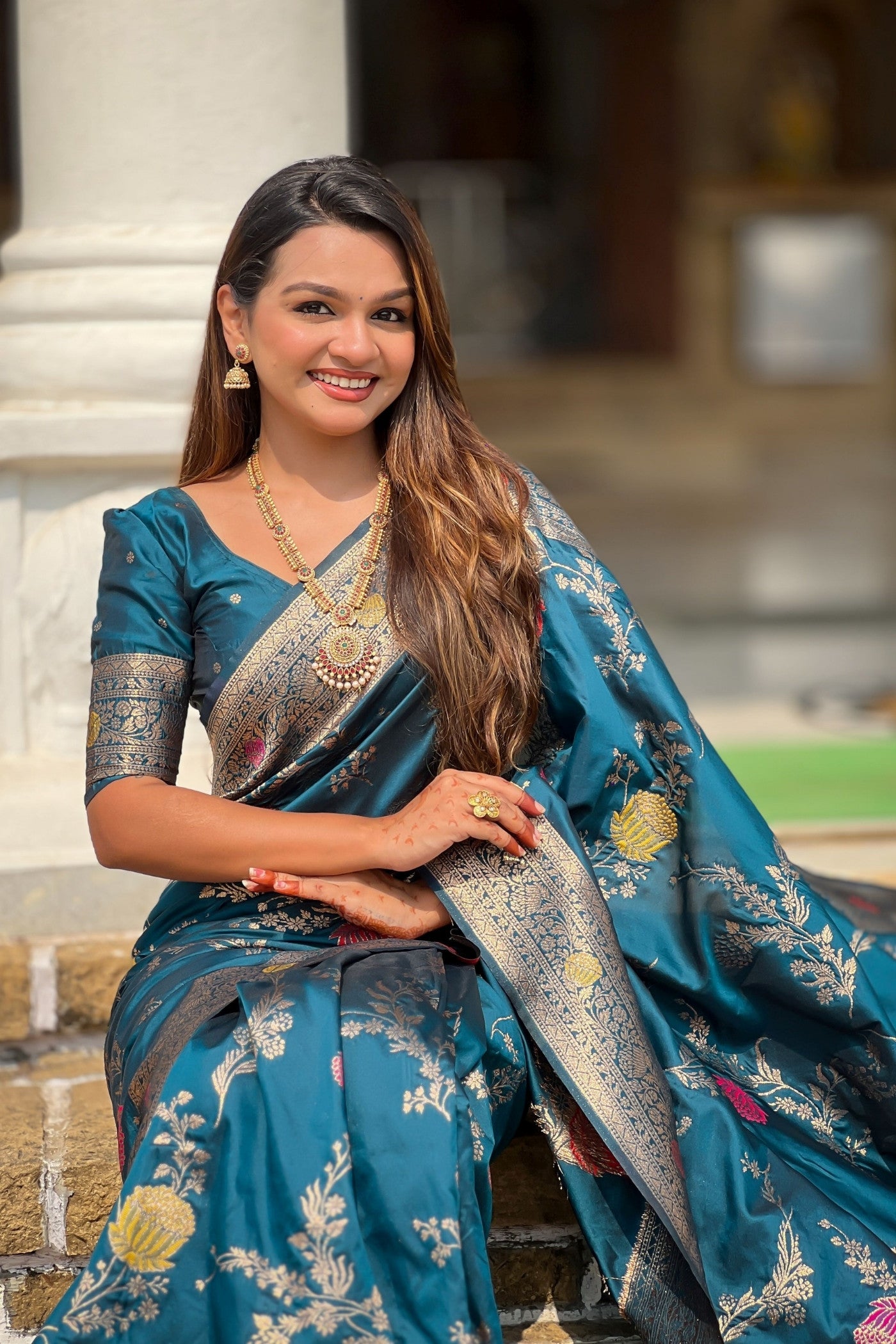 Buy MySilkLove Teal Blue Woven Banarasi Saree Online