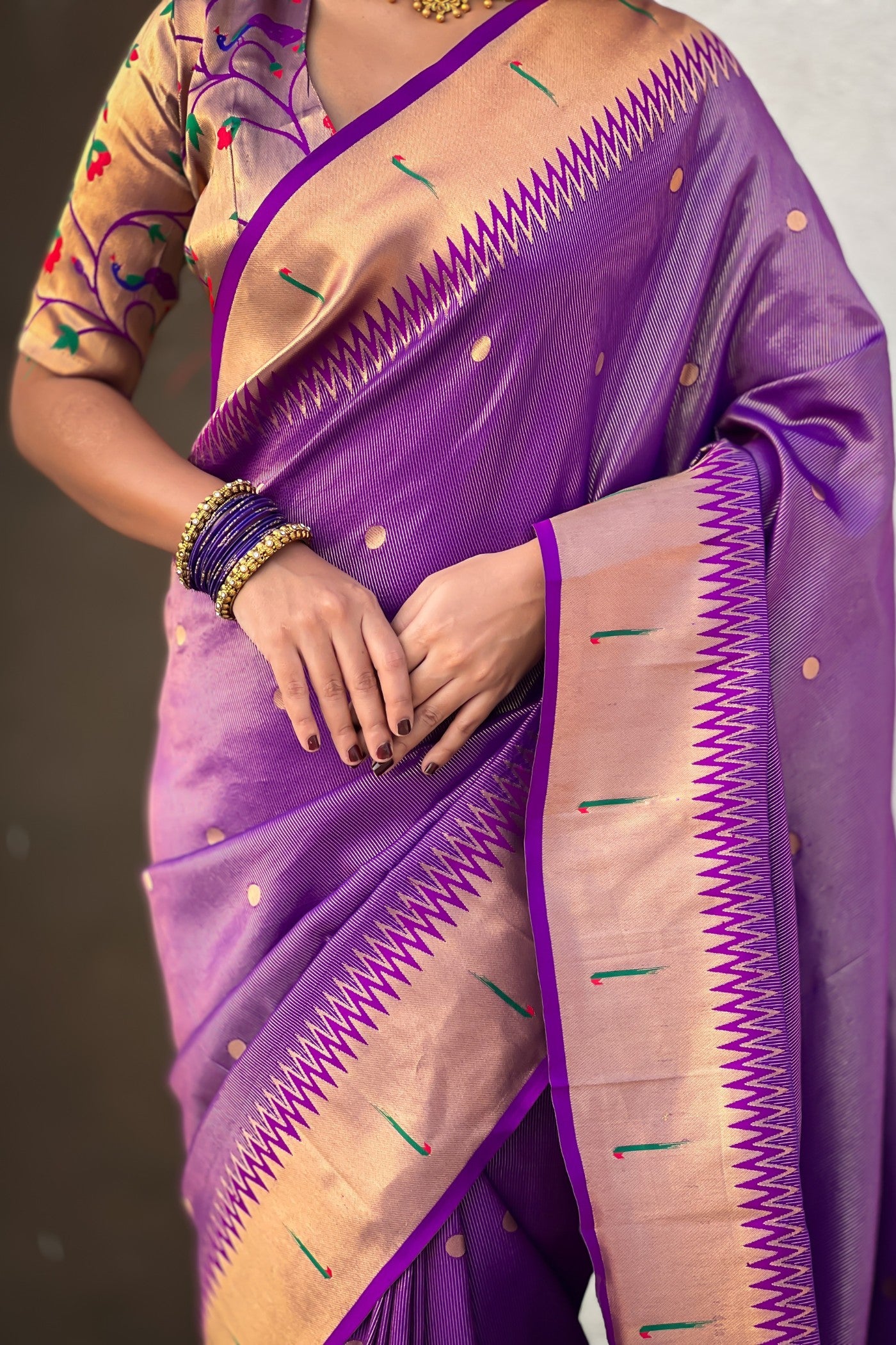 Buy MySilkLove Grape Purple Woven Tissue Paithani Saree Online