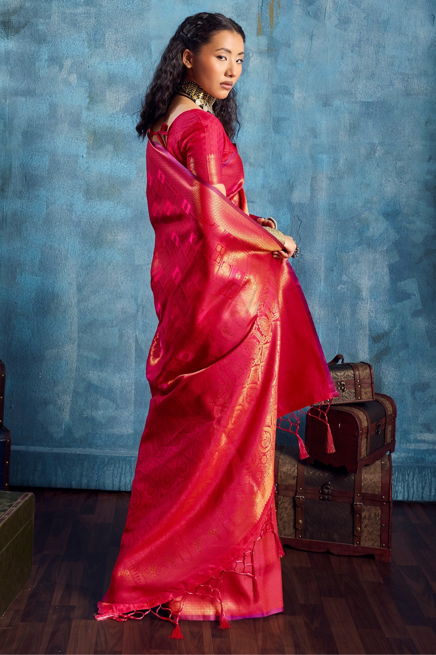 Buy MySilkLove Ruby Red Kanjivaram Handloom Saree Online