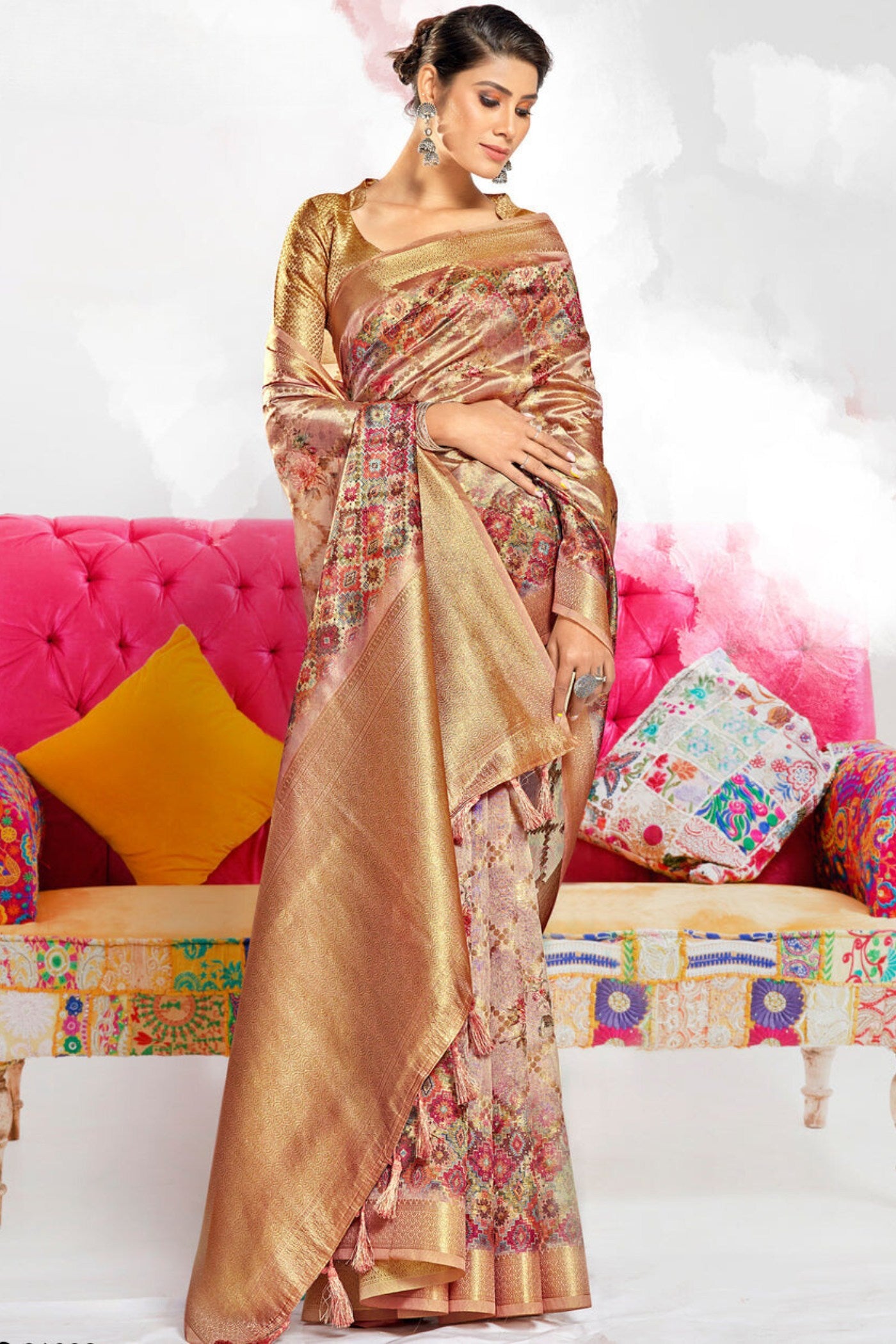 Buy MySilkLove Pastel Purple Digital Printed Banarasi Saree Online