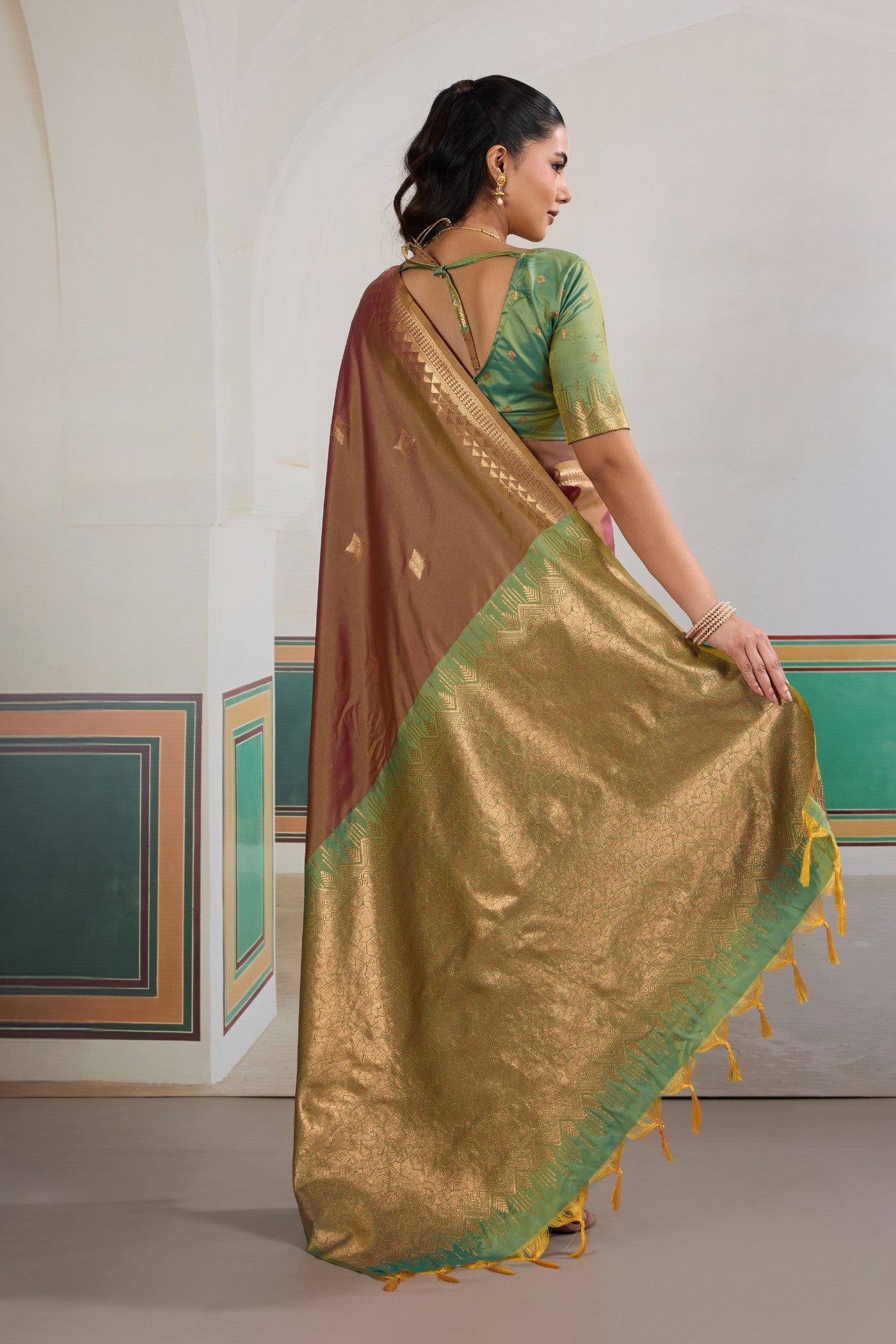 Buy MySilkLove Saddle Brown Banarasi Handloom Saree Online