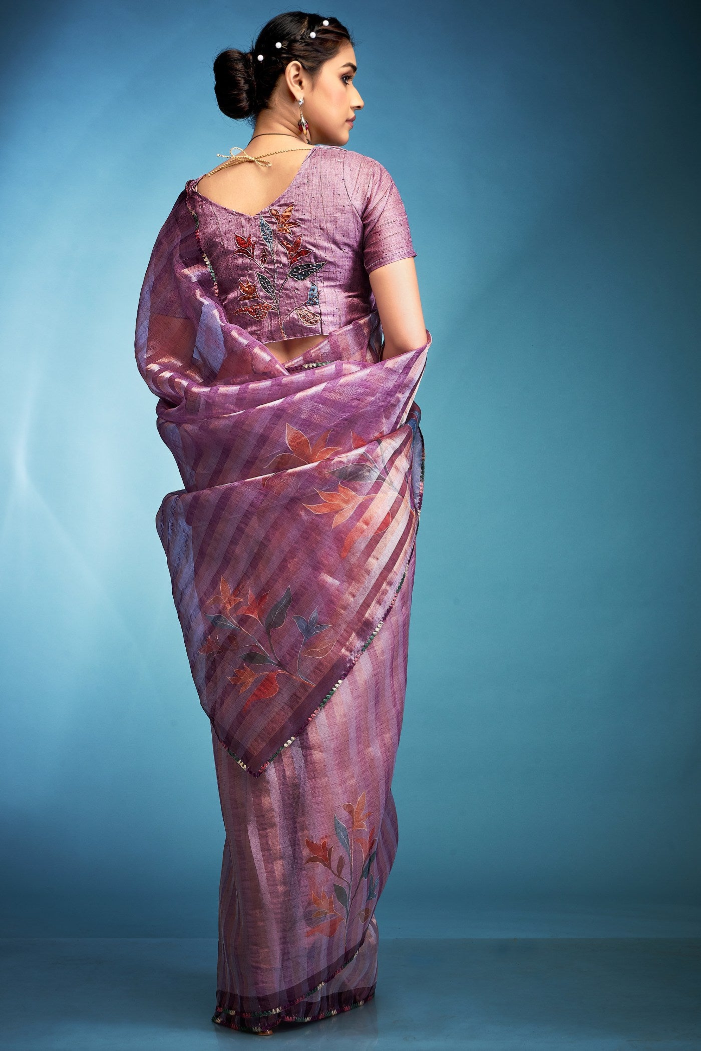 Buy MySilkLove Congo Purple Printed Tissue Saree Online