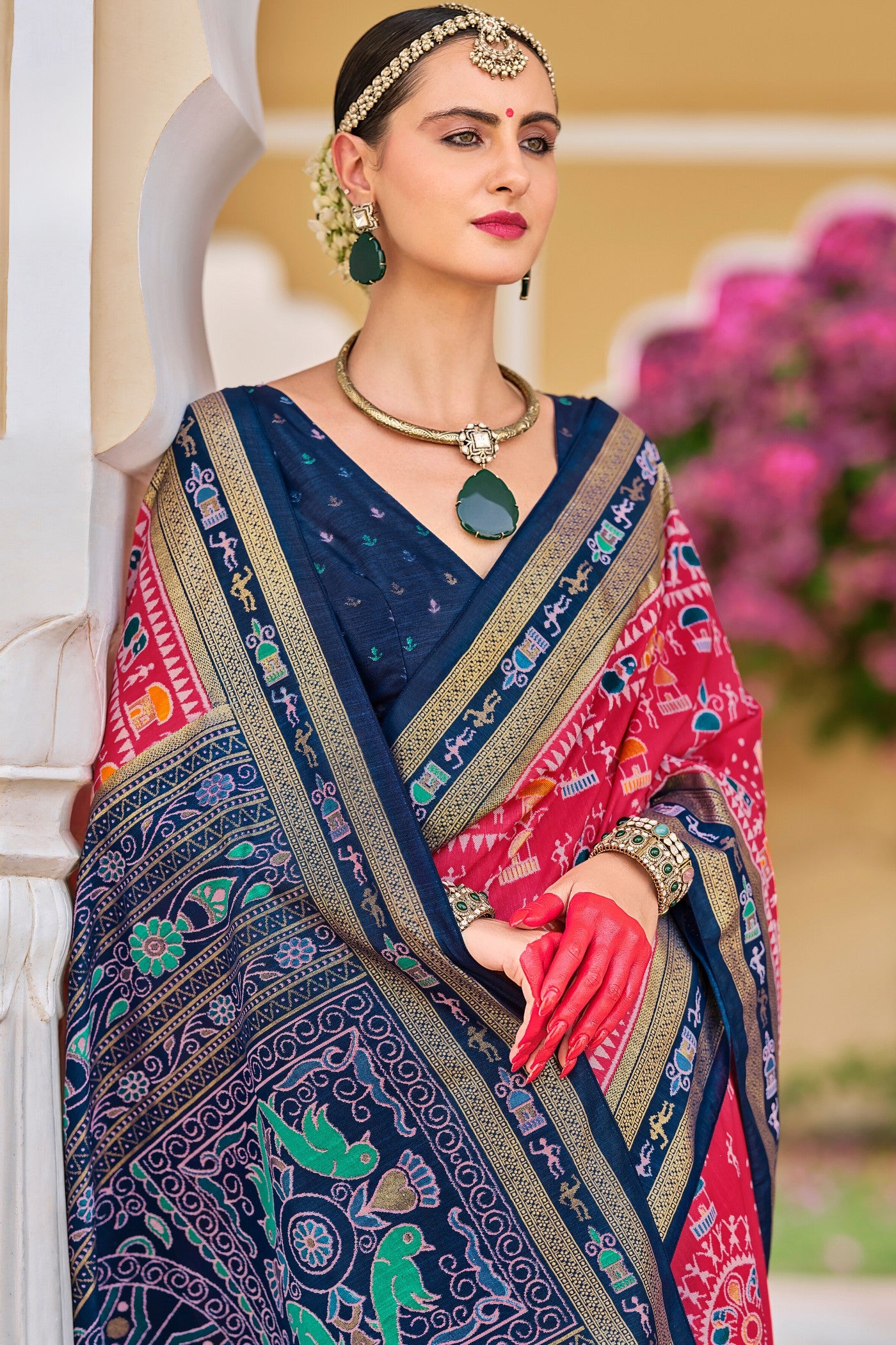 Buy MySilkLove Mandy Pink Printed Patola Saree Online