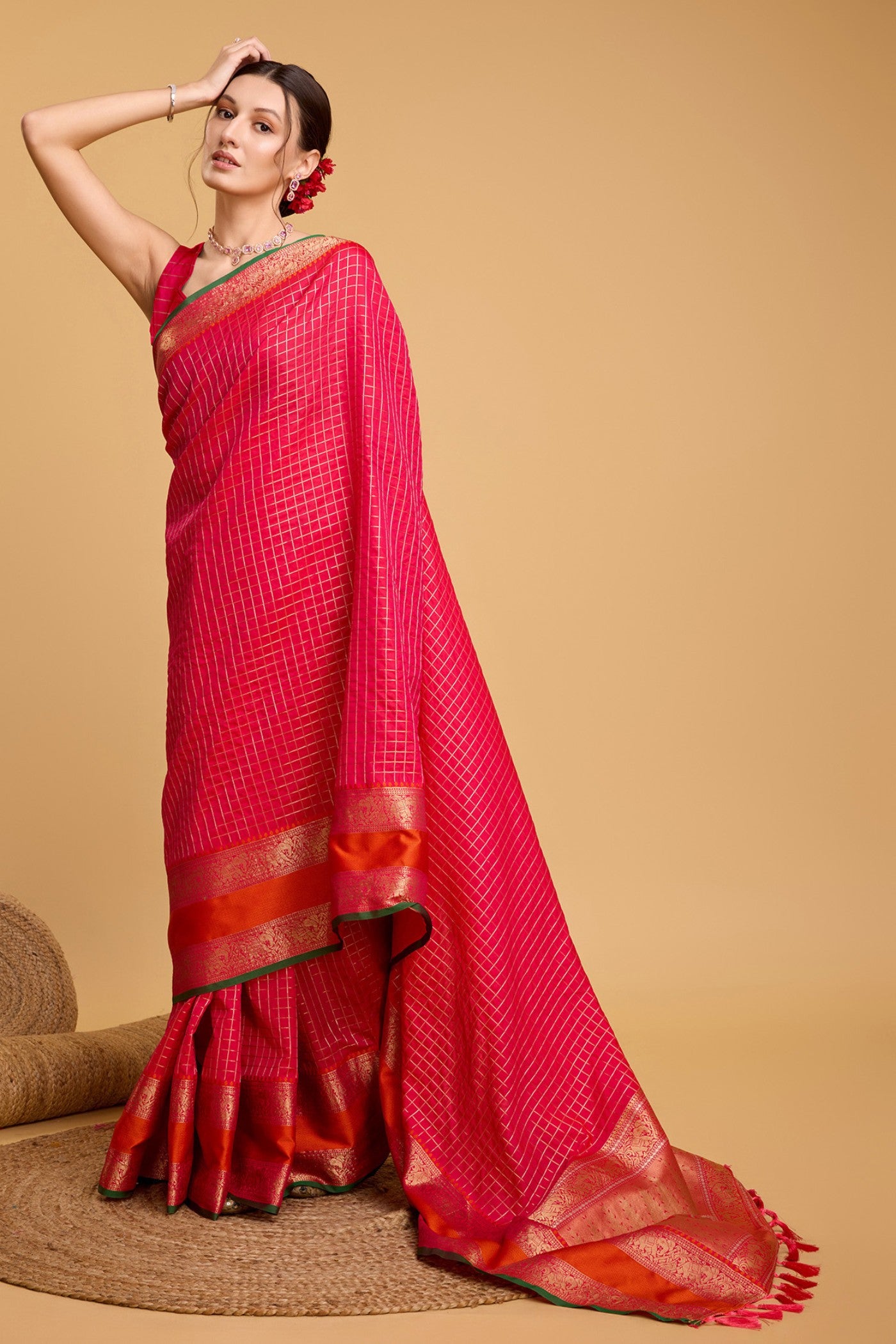 Buy MySilkLove Chilli Red Zari Woven Banarasi Saree Online