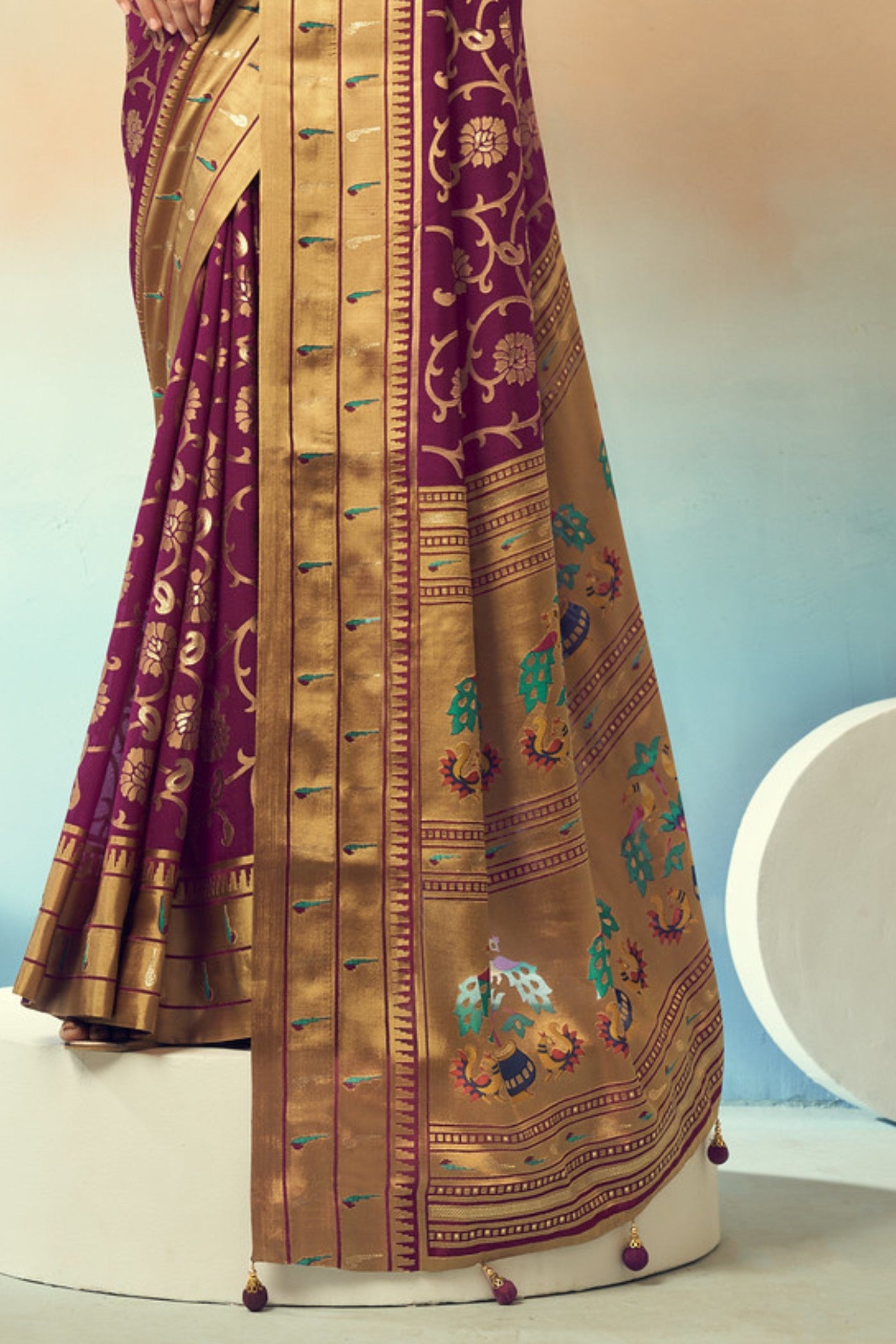 Buy MySilkLove Coca Maroon Designer Banarasi Georgette Saree Online