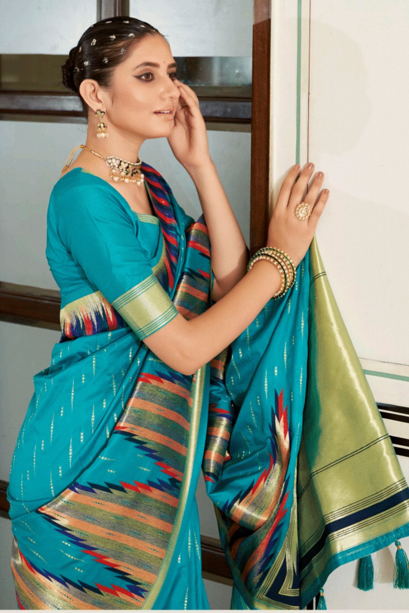 MySilkLove Deep Cerulean Blue Woven Tussar Silk Saree