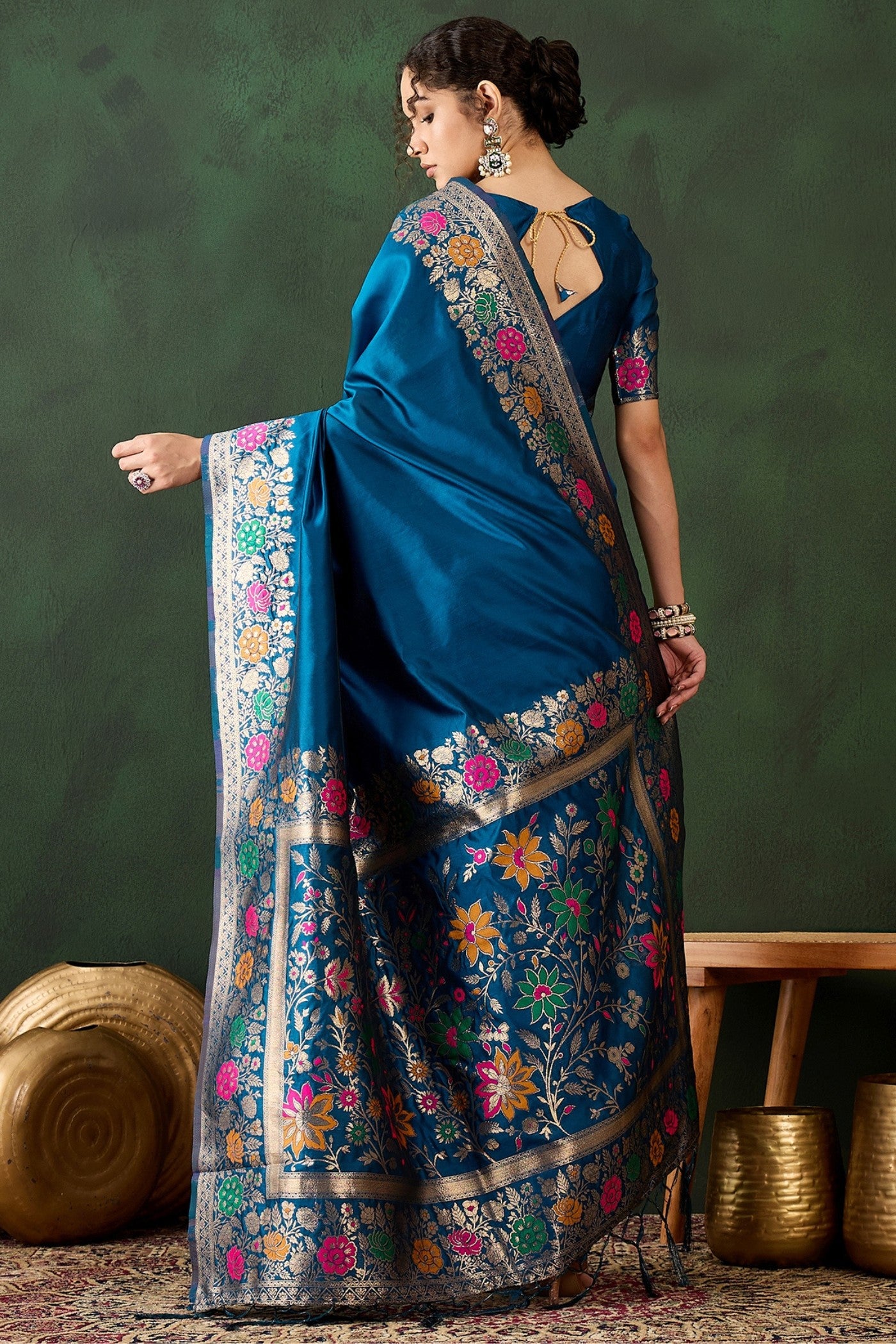 Buy MySilkLove Royal Blue Blue Banarasi Designer Saree Online