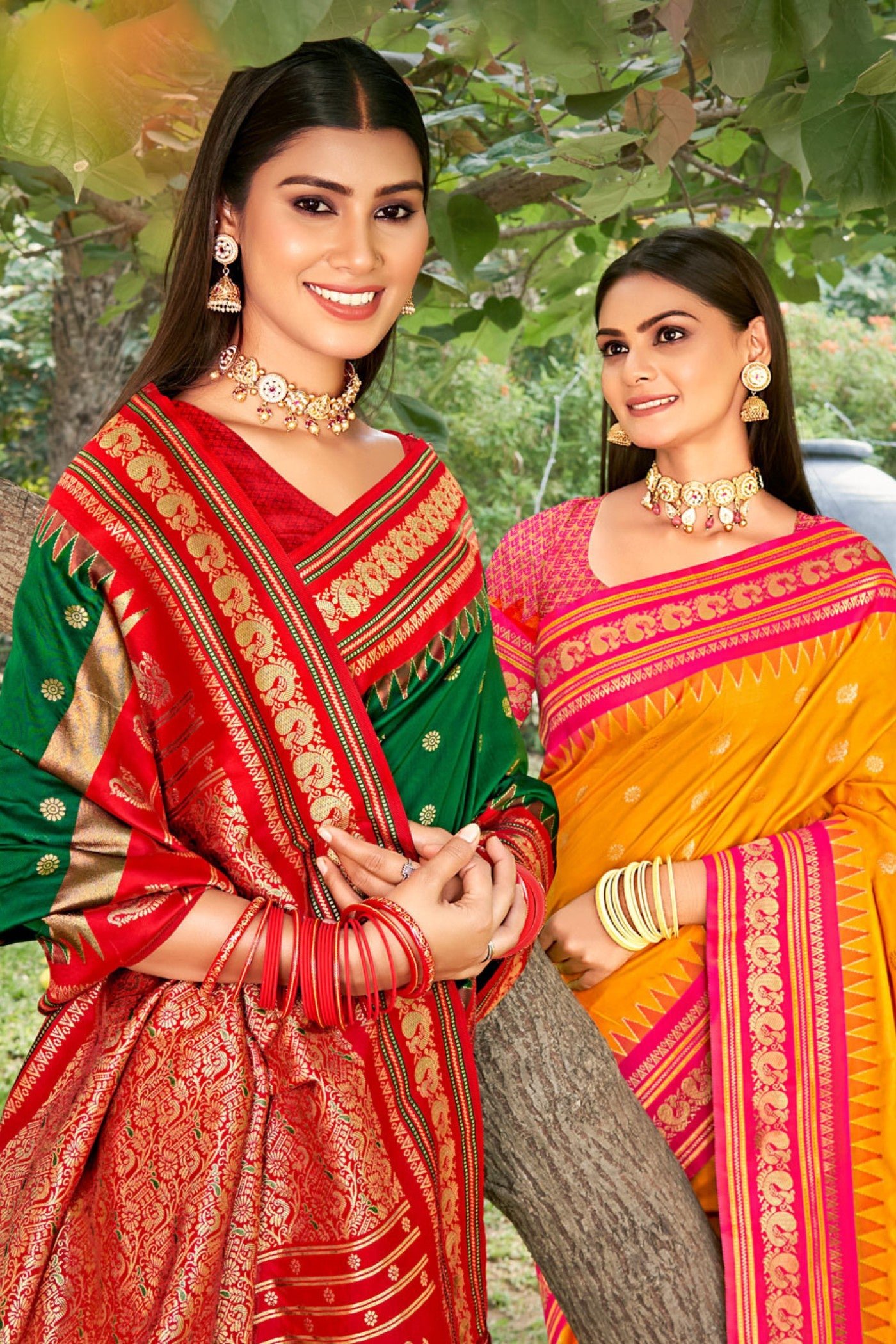 Buy MySilkLove Forest Green Banarasi Woven Soft Silk Saree Online