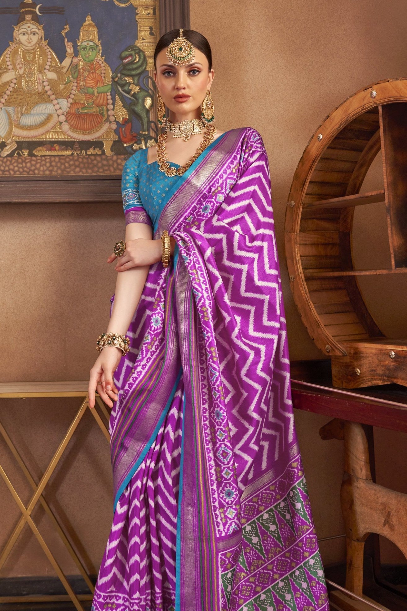 Buy MySilkLove Pearly Purple Printed Patola Saree Online