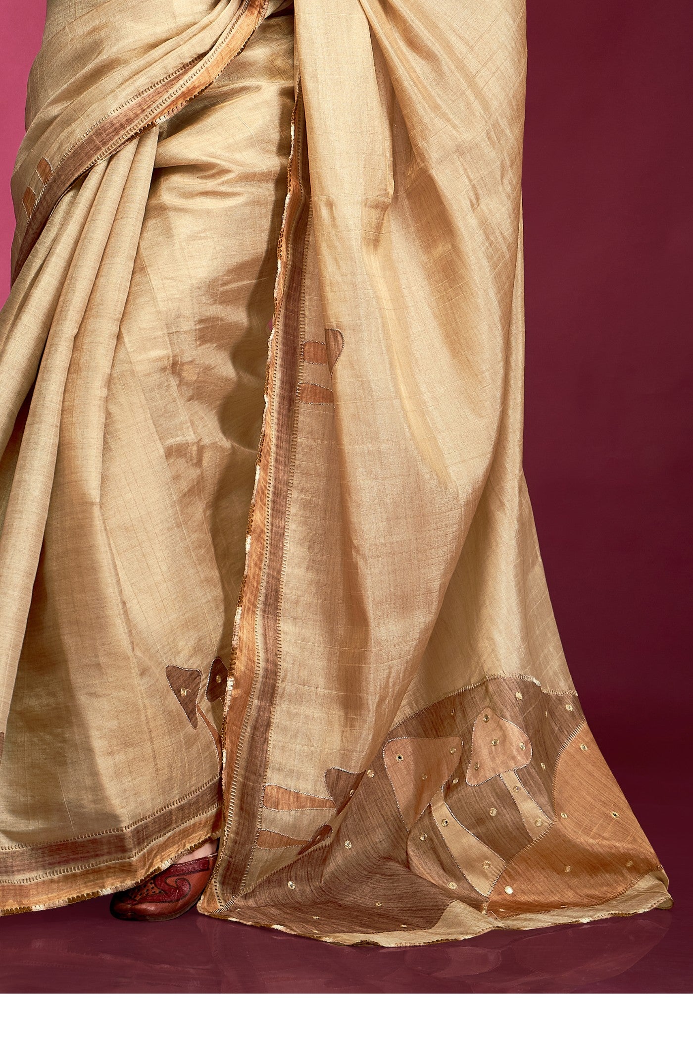 Buy MySilkLove Bright Cream Woven Tussar Silk Saree Online