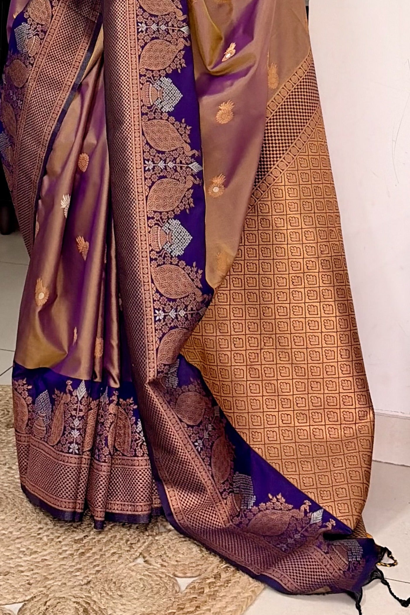 Buy MySilkLove Cosmic Purple Woven Banarasi Saree Online