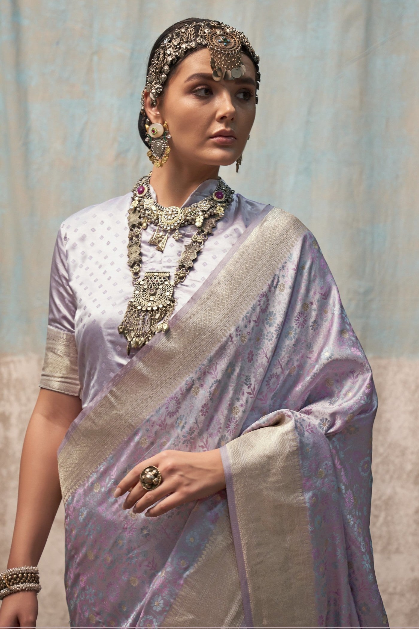 Buy MySilkLove Shadows Grey Banarasi Handloom Saree Online