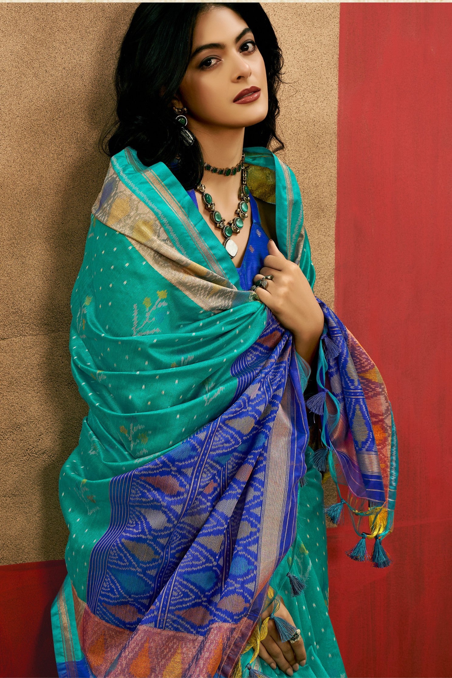 MySilkLove Tradewind Blue Patola Handloom Saree