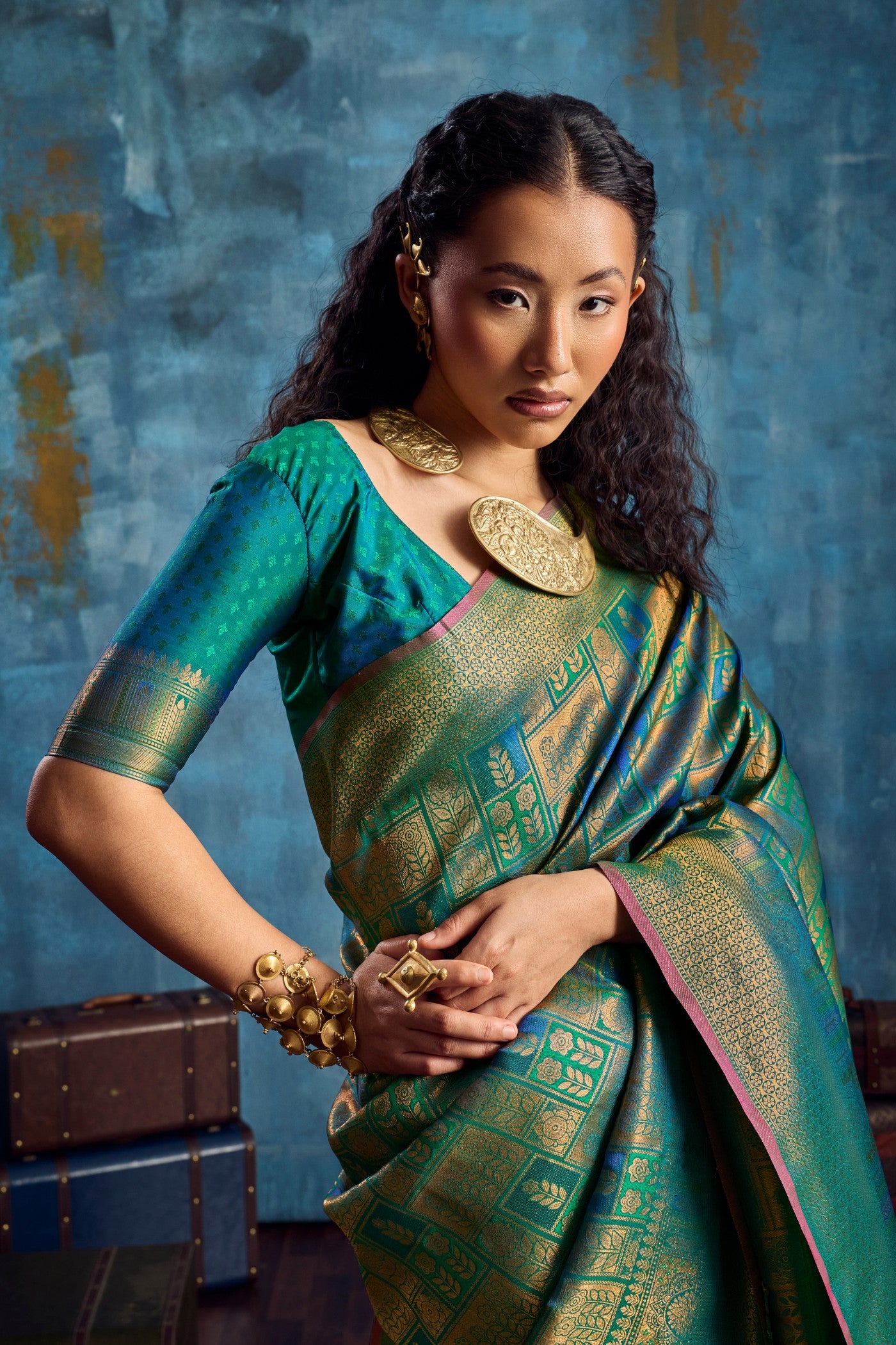 Buy MySilkLove Basil Green Kanjivaram Handloom Saree Online