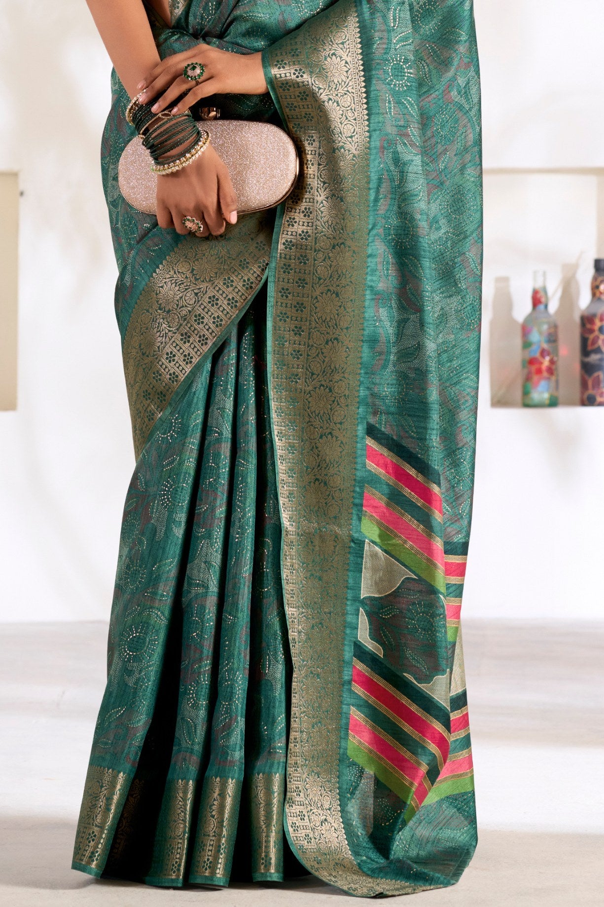 Buy MySilkLove Green William Soft Dola Silk Saree Online