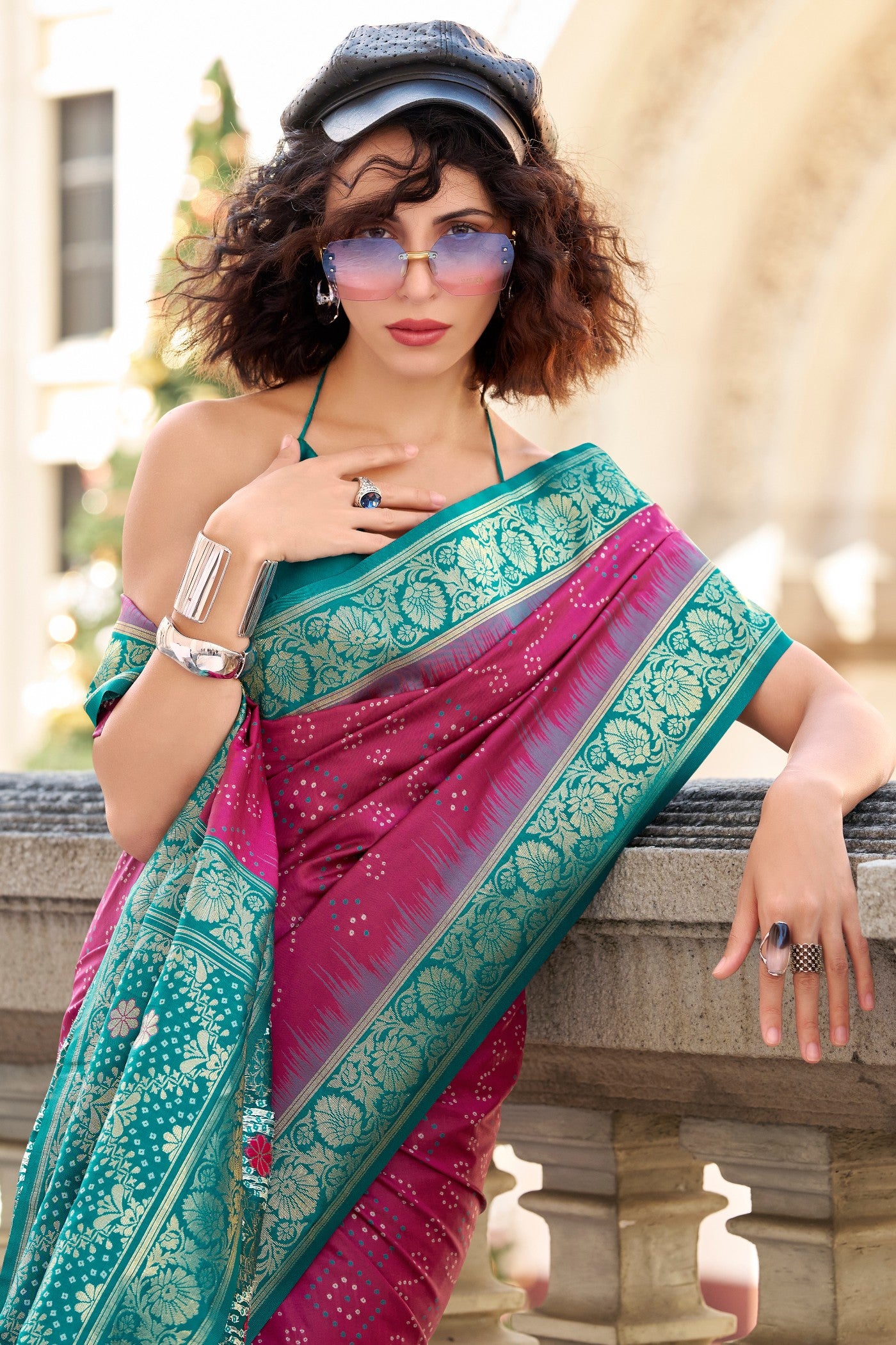 Buy MySilkLove Night Shadz Purple Woven Banarasi Bandhani Soft Silk Saree Online